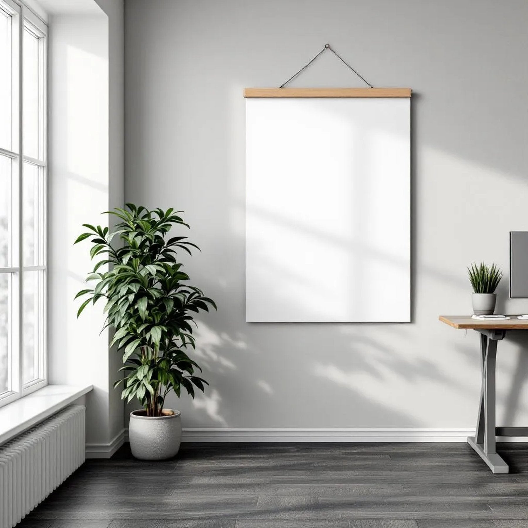 Home Office Editorial Room Mockup — Plain Square Frame Portrait 4:5 — Perspective View — #03276 | MockupBulk