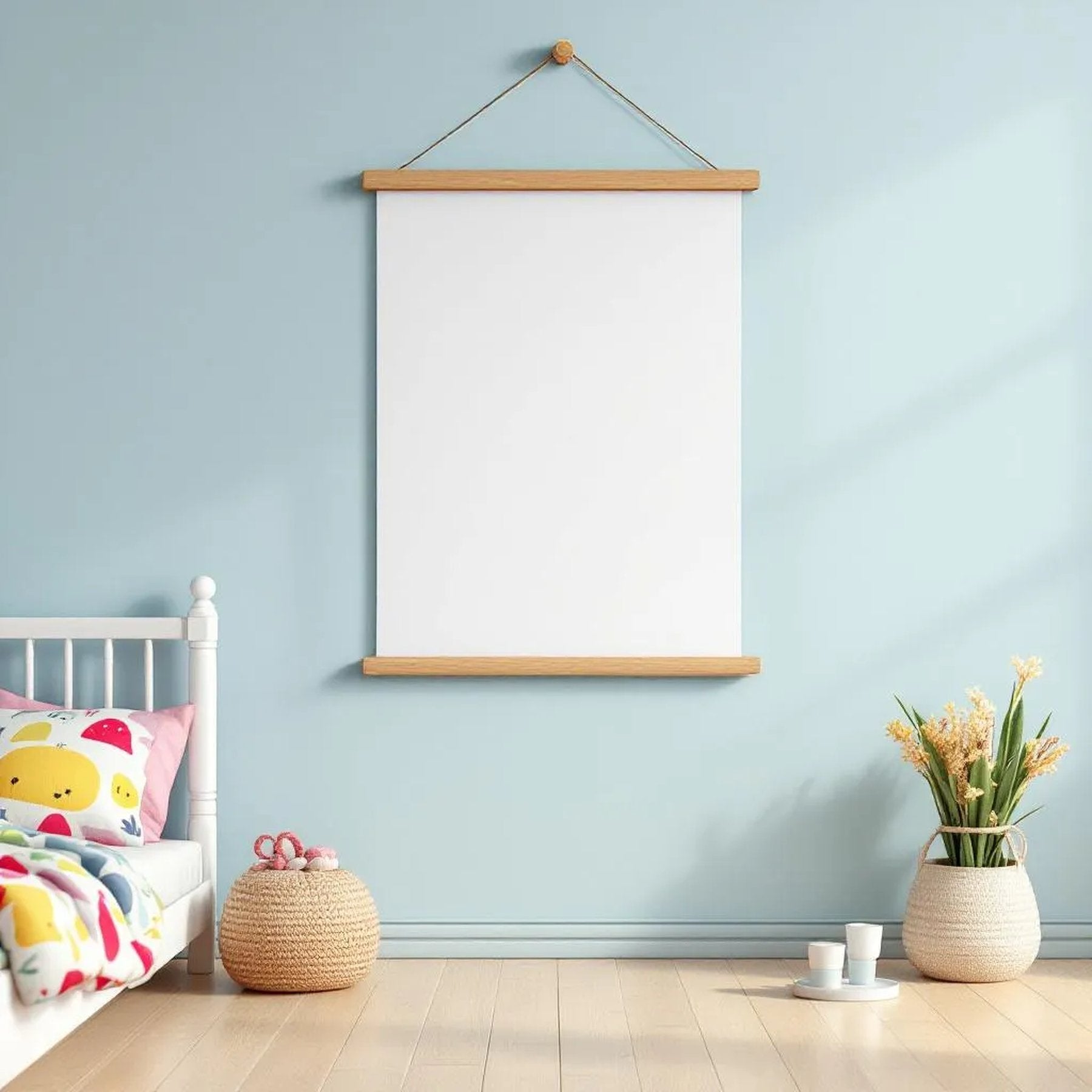 Kids Room Interior Frame Mockup — Plain Square Frame Portrait 2:3 — Perspective View — #03235 | MockupBulk