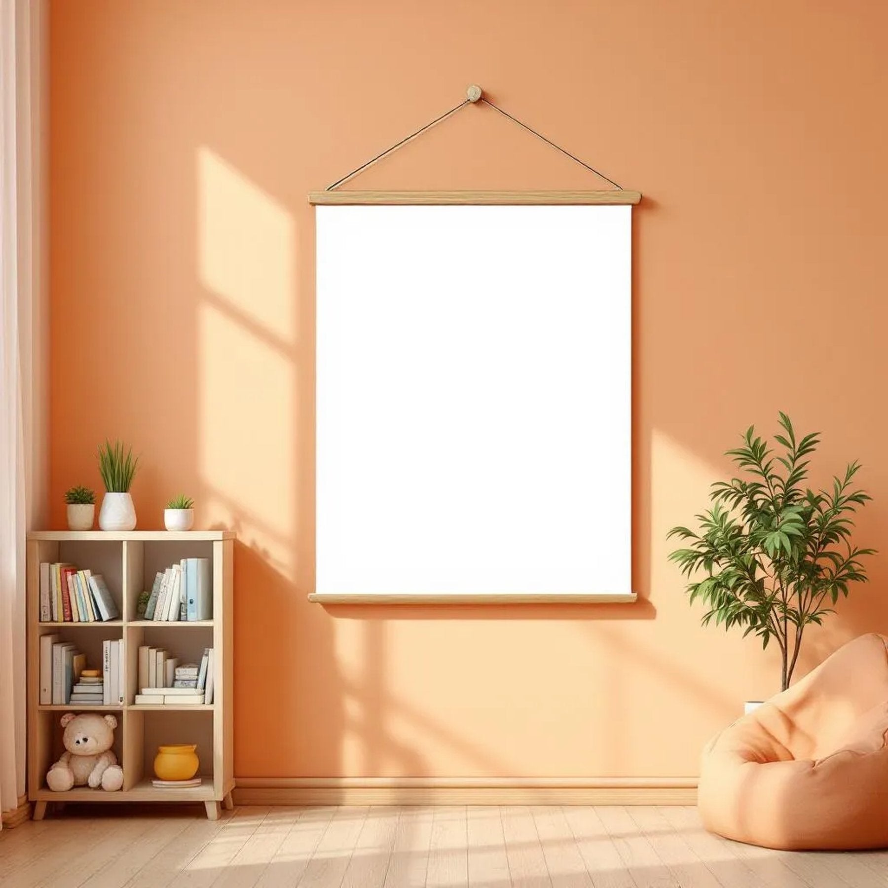 Kids Room Frame Display Mockup — Plain Square Frame Portrait 2:3 — Perspective View — #03236 | MockupBulk