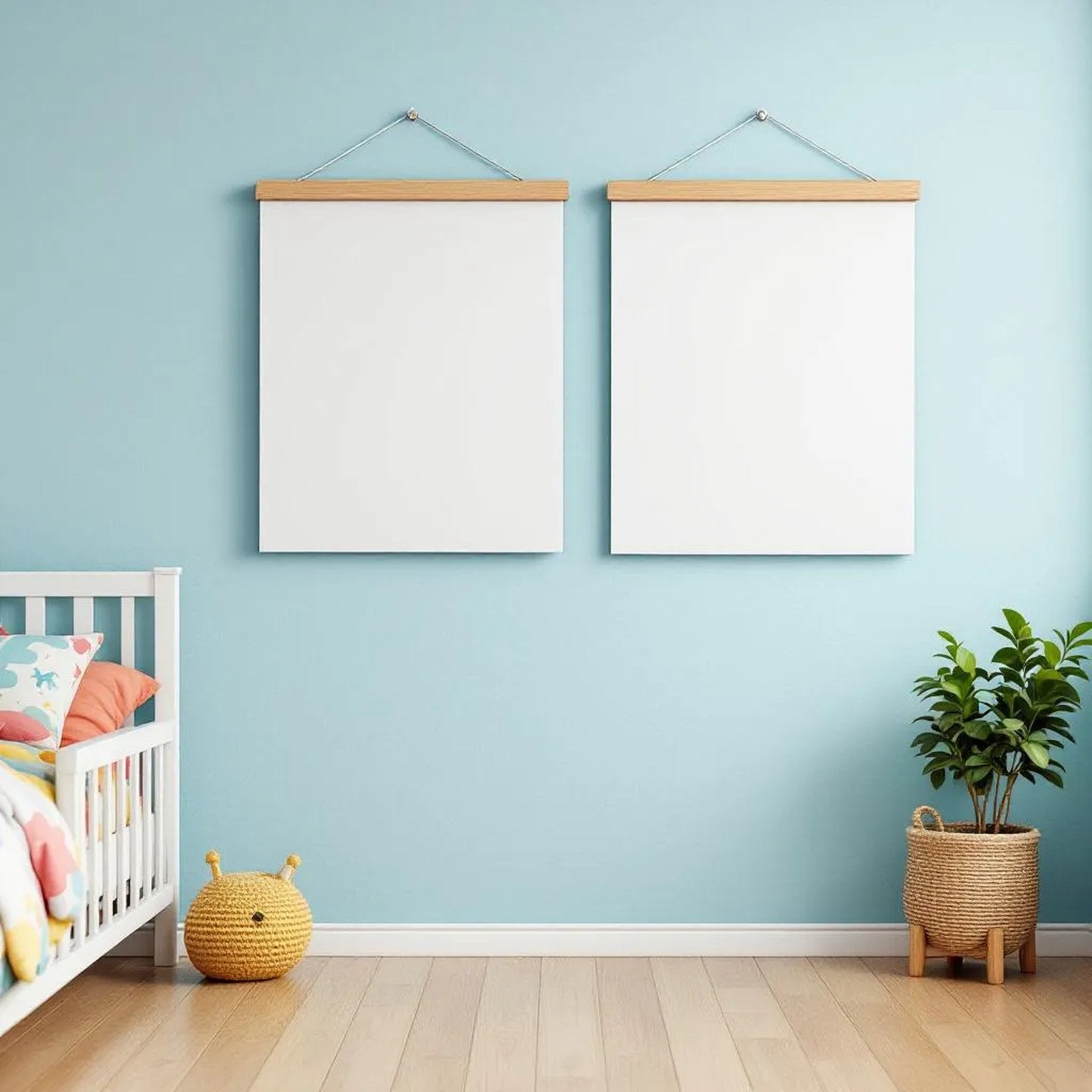 Kids Room High-Res Frame Mockup — Plain Square Frame Portrait 2:3 — Perspective View — #03238 | MockupBulk