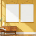 Mid-Century Modern Editorial Room Mockup — Plain Square Frame Portrait 2:3 — Perspective View — #03397 | MockupBulk