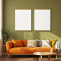 Mid-Century Modern Wall Art Mockup — Plain Square Frame Portrait 2:3 — Perspective View — #03398 | MockupBulk