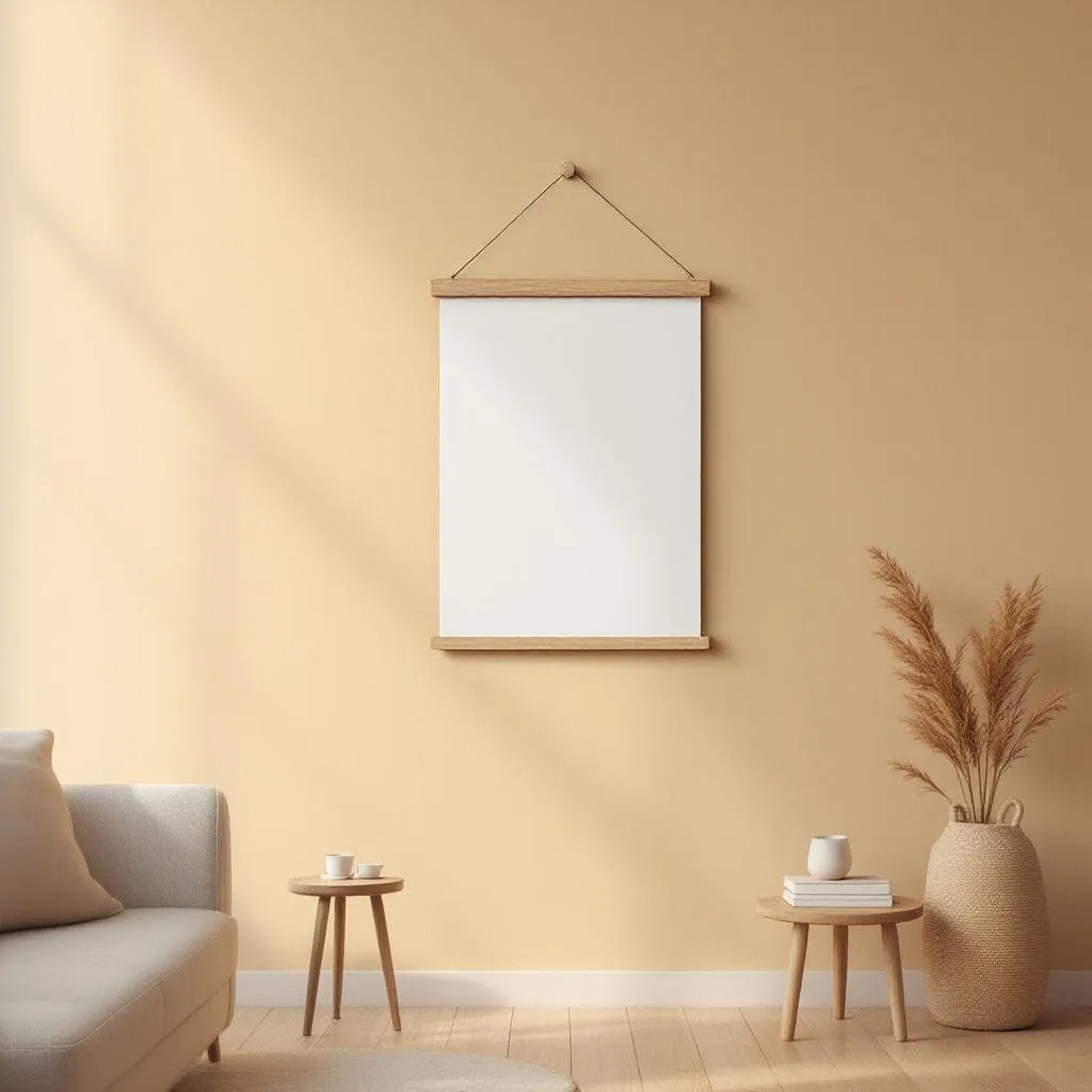 Minimalist White Frame Display Mockup — Plain Square Frame Portrait 2:3 — Perspective View — #03355 | MockupBulk