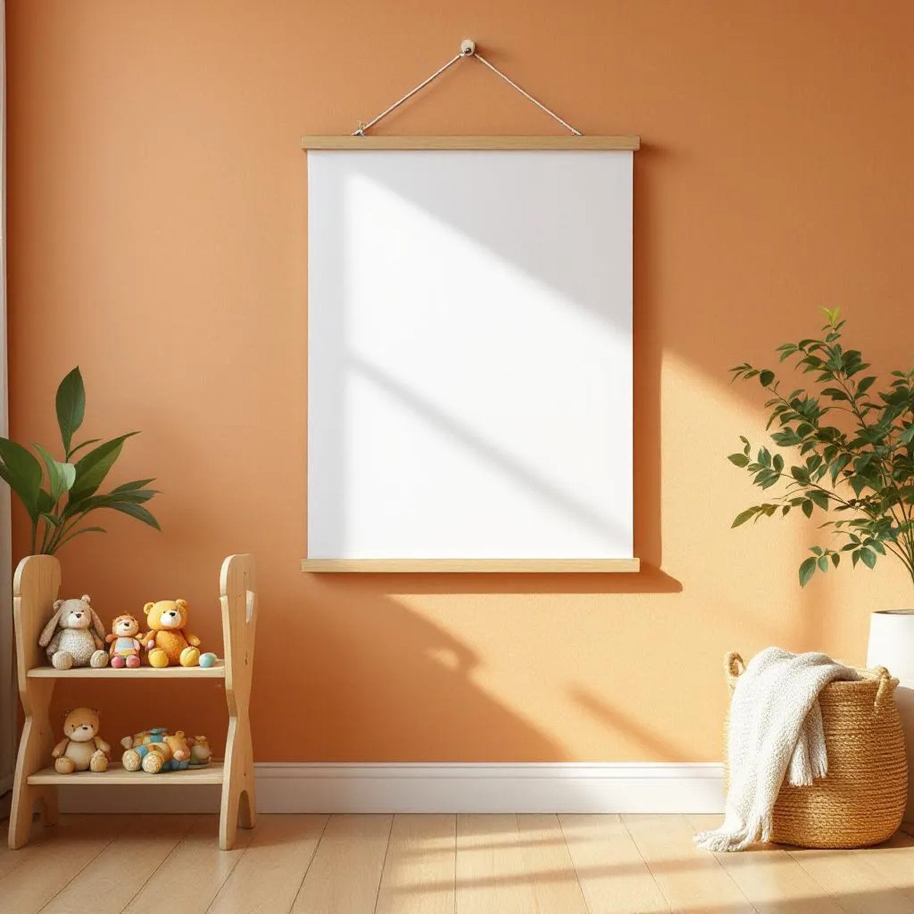 Nursery High-Res Frame Mockup — Plain Square Frame Portrait 4:5 — Perspective View — #03214 | MockupBulk