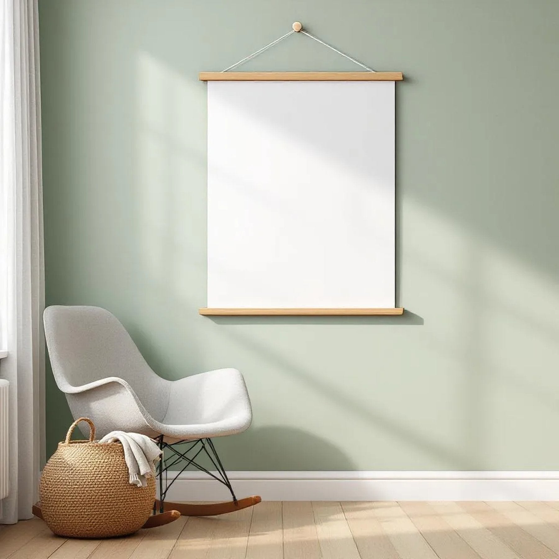 Nursery Premium Interior Mockup — Plain Square Frame Portrait 4:5 — Perspective View — #03215 | MockupBulk
