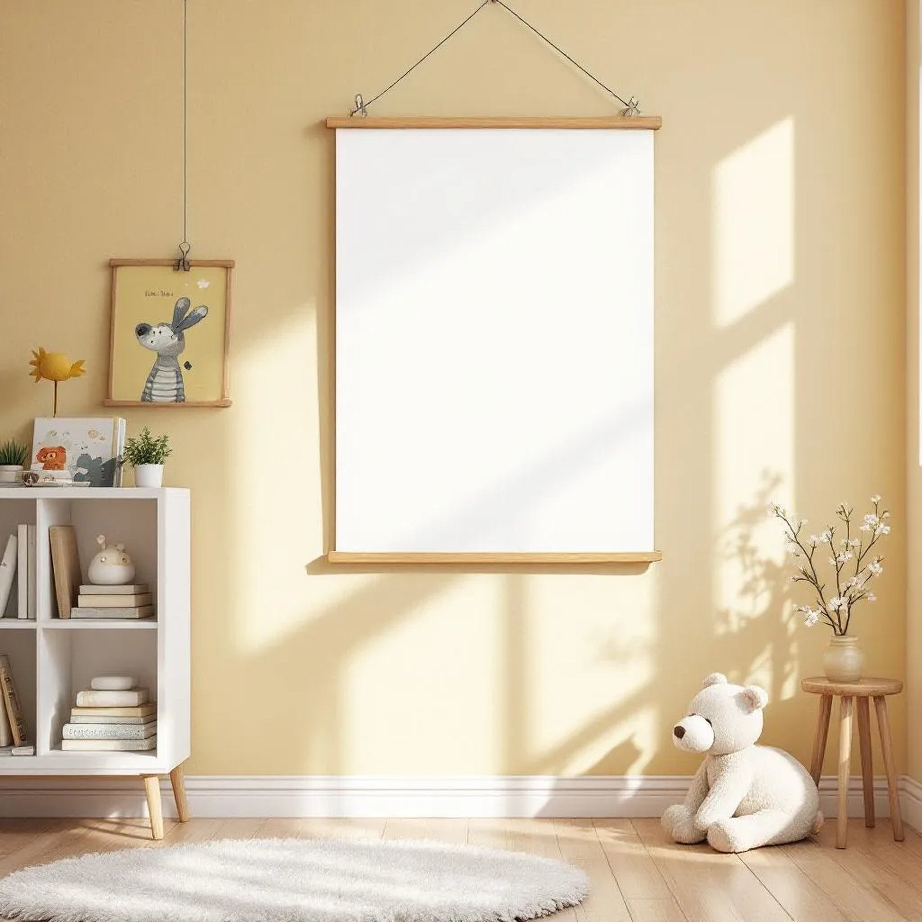 Nursery Editorial Room Mockup — Plain Square Frame Portrait 2:3 — Perspective View — #03216 | MockupBulk