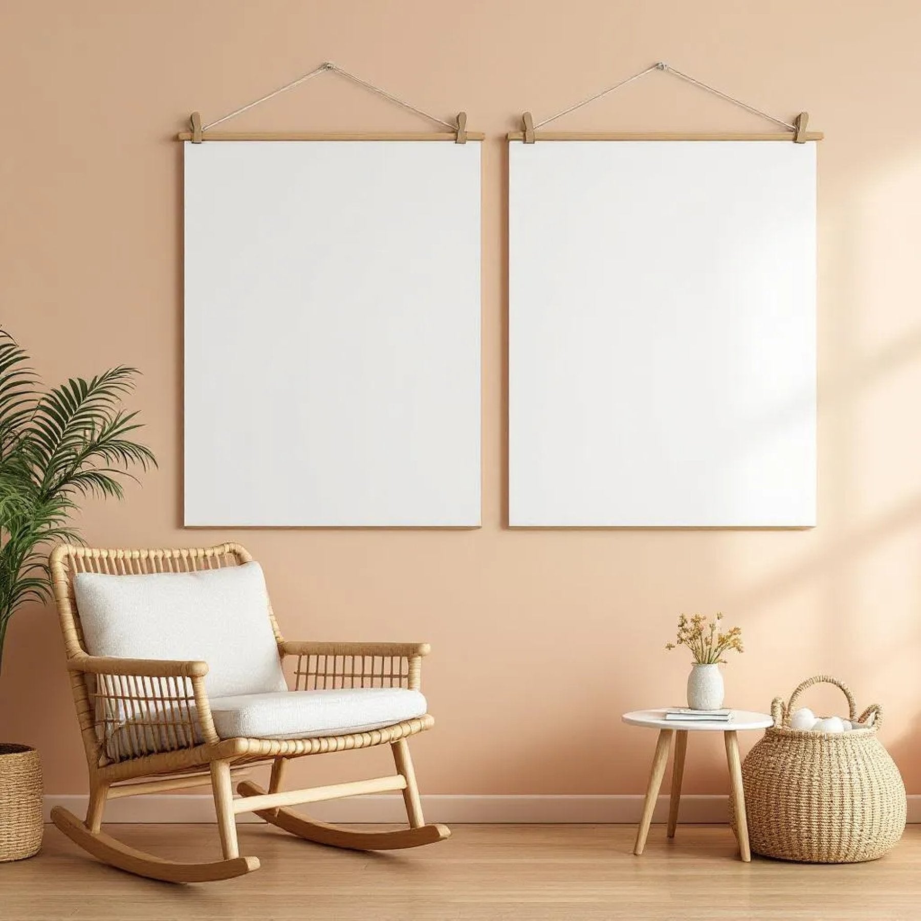 Nursery Professional Frame Mockup — Plain Square Frame A-Series (A4 / A3) — Perspective View — #03218 | MockupBulk
