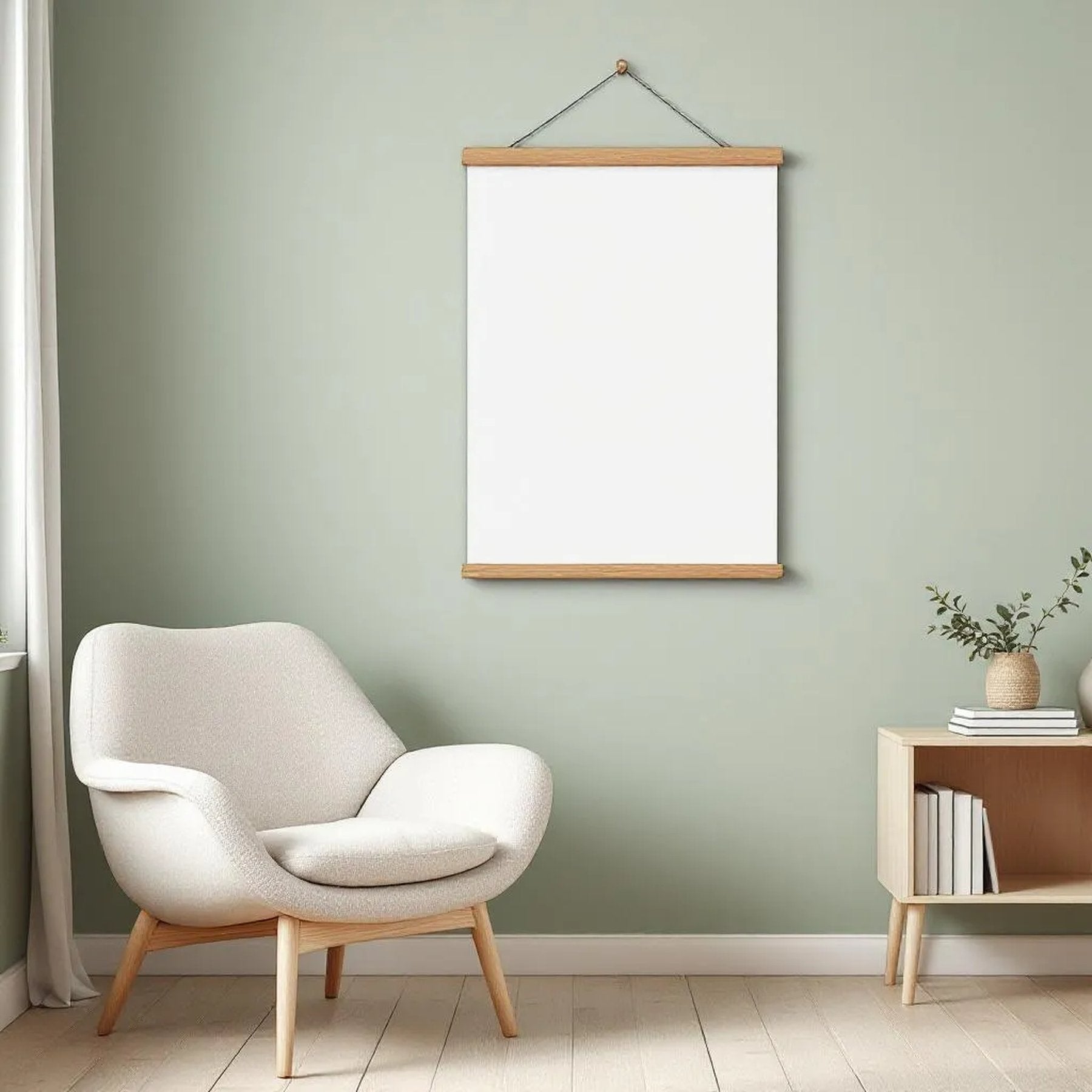 Scandinavian Styled Room Mockup — Plain Square Frame Portrait 2:3 — Perspective View — #03254 | MockupBulk