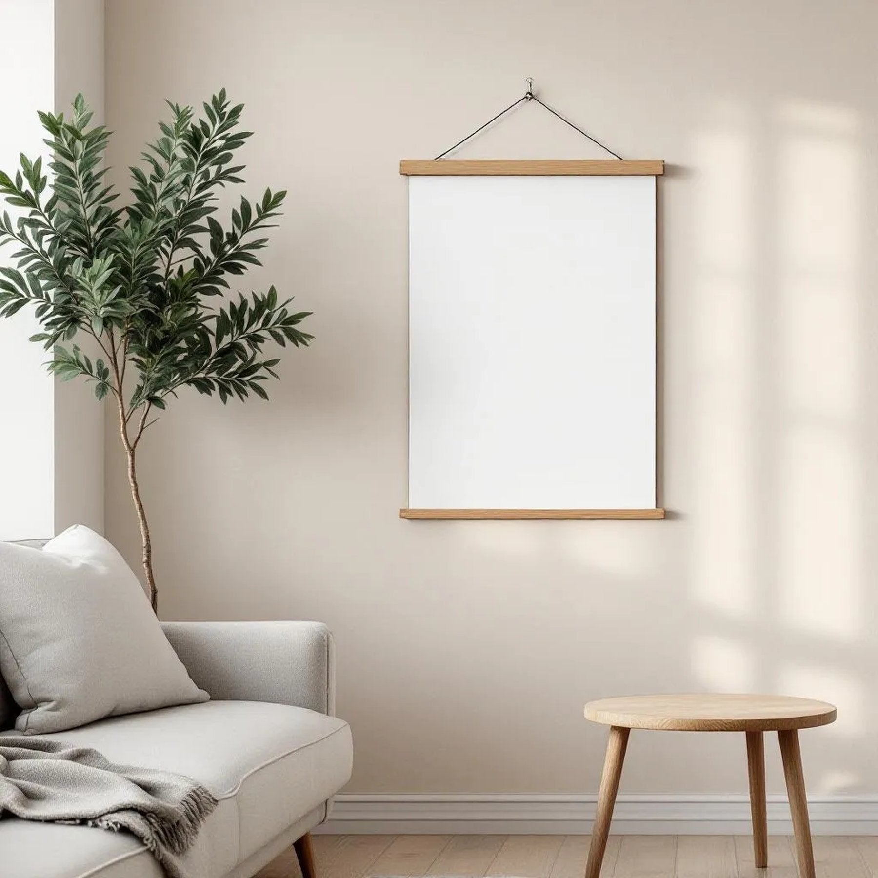 Scandinavian Styled Room Mockup — Plain Square Frame Portrait 2:3 — Perspective View — #03256 | MockupBulk