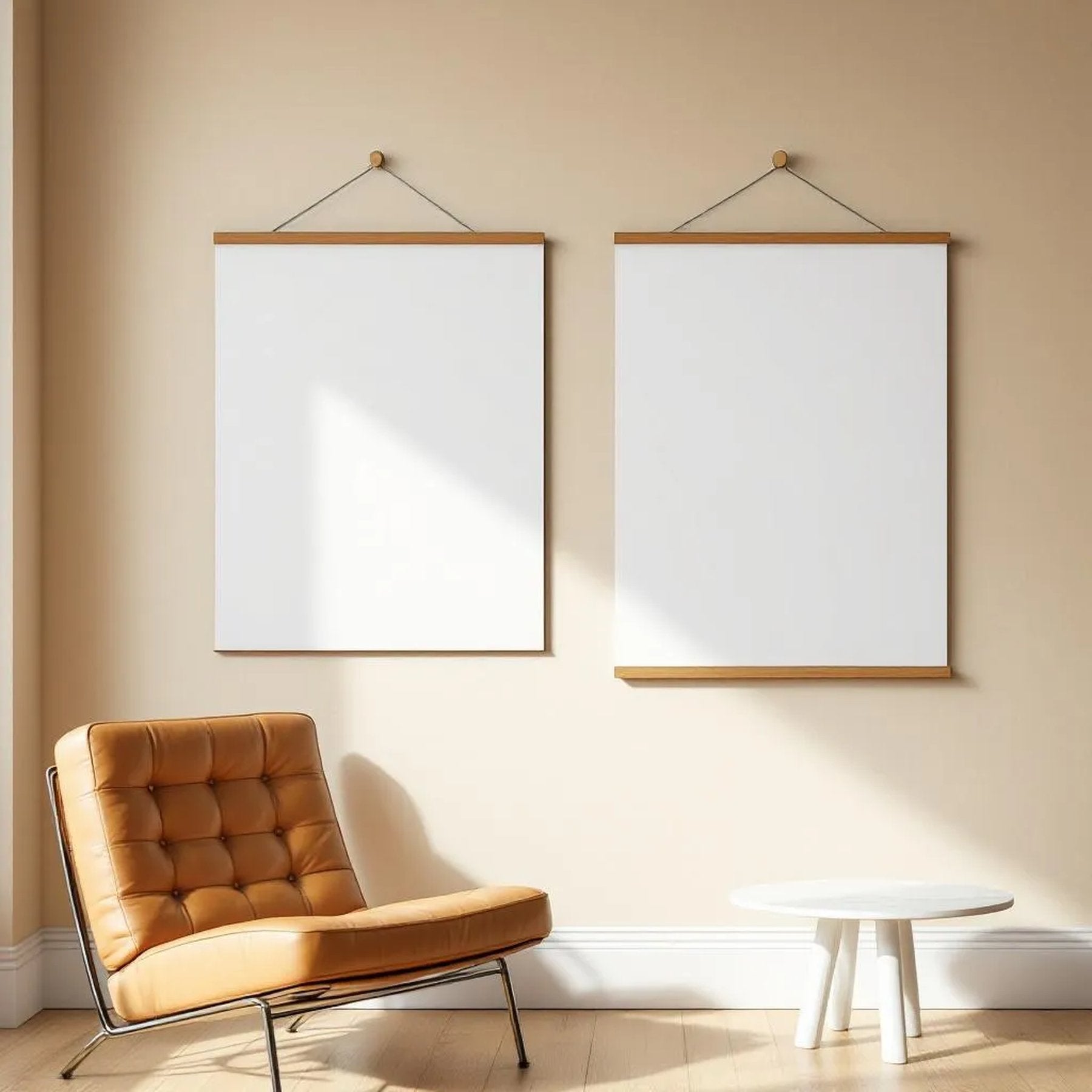 Scandinavian Premium Interior Mockup — Plain Square Frame Square 1:1 — Perspective View — #03258 | MockupBulk