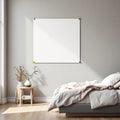 White Bedroom Interior Frame Mockup — Plain Square Frame Portrait 2:3 — Perspective View — #03291 | MockupBulk