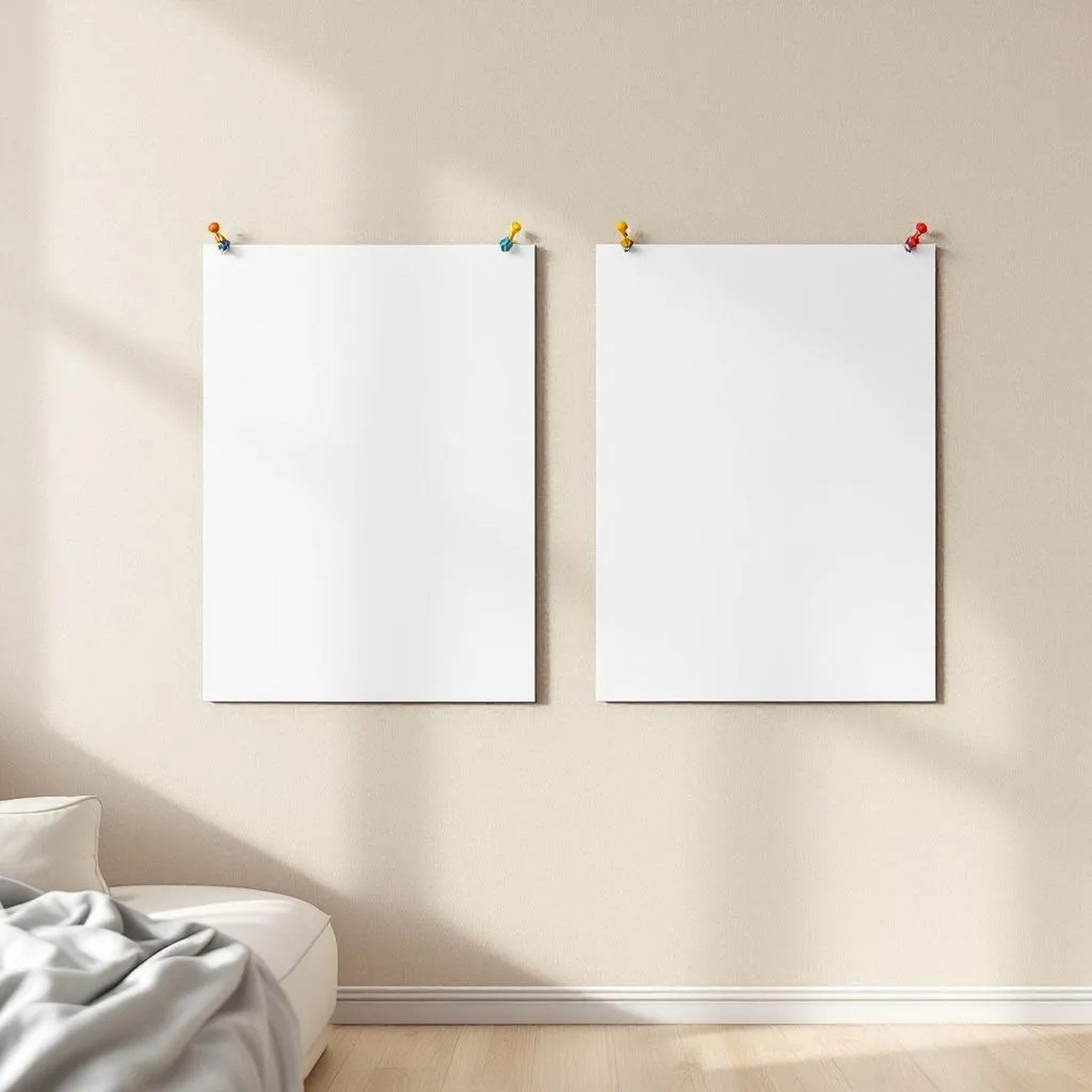 White Bedroom Styled Room Mockup — Plain Square Frame Square 1:1 — Perspective View — #03293 | MockupBulk