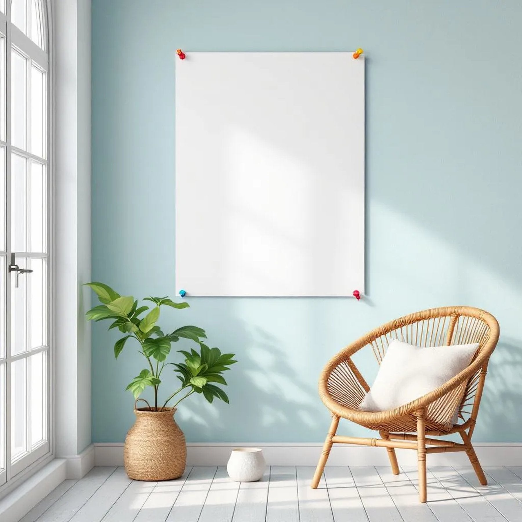 Coastal Lifestyle Frame Mockup — Plain Square Frame Portrait 2:3 — Perspective View — #03371 | MockupBulk