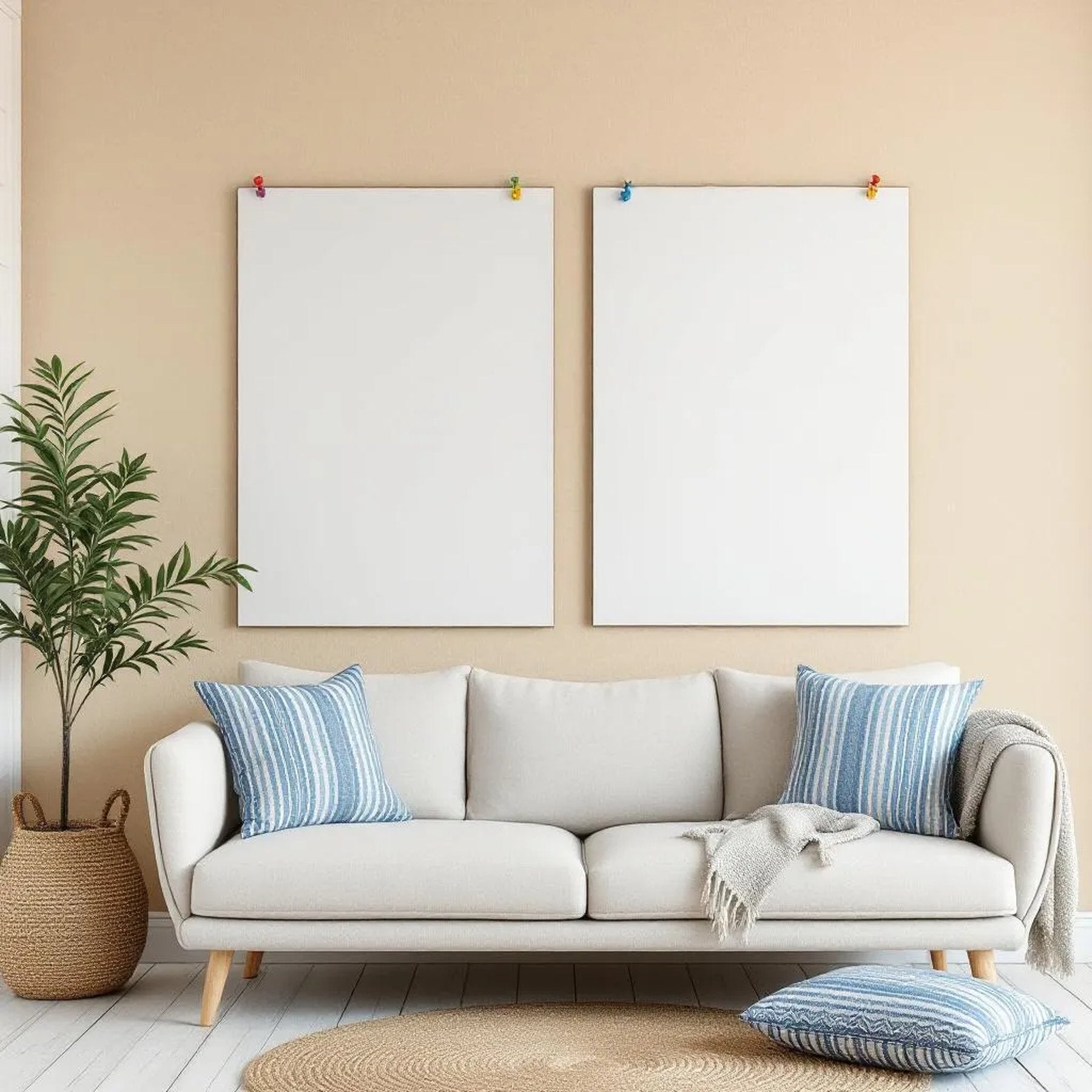 Coastal Wall Art Mockup — Plain Square Frame Portrait 2:3 — Perspective View — #03372 | MockupBulk