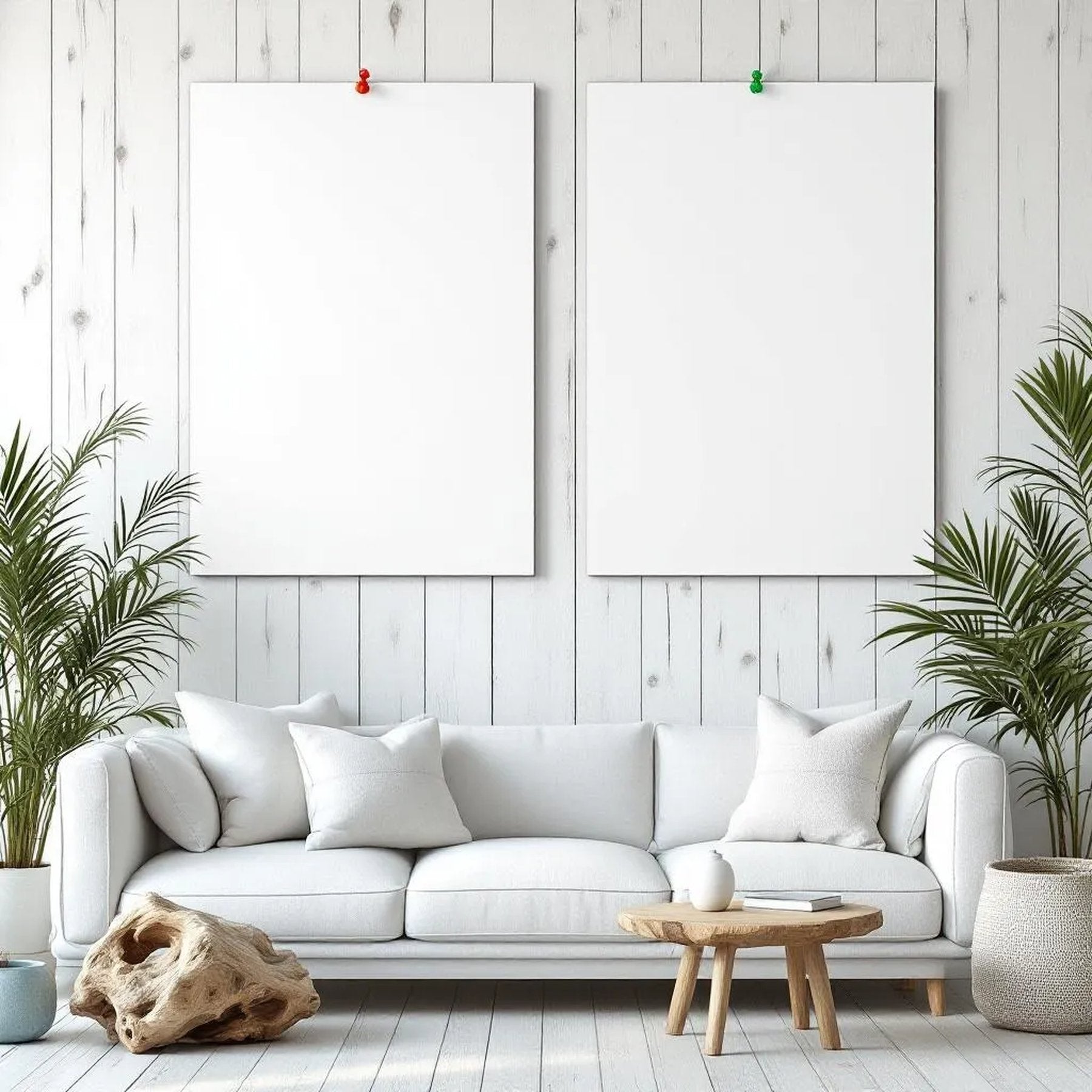 Coastal Interior Frame Mockup — Plain Square Frame Portrait 5:7 — Perspective View — #03373 | MockupBulk