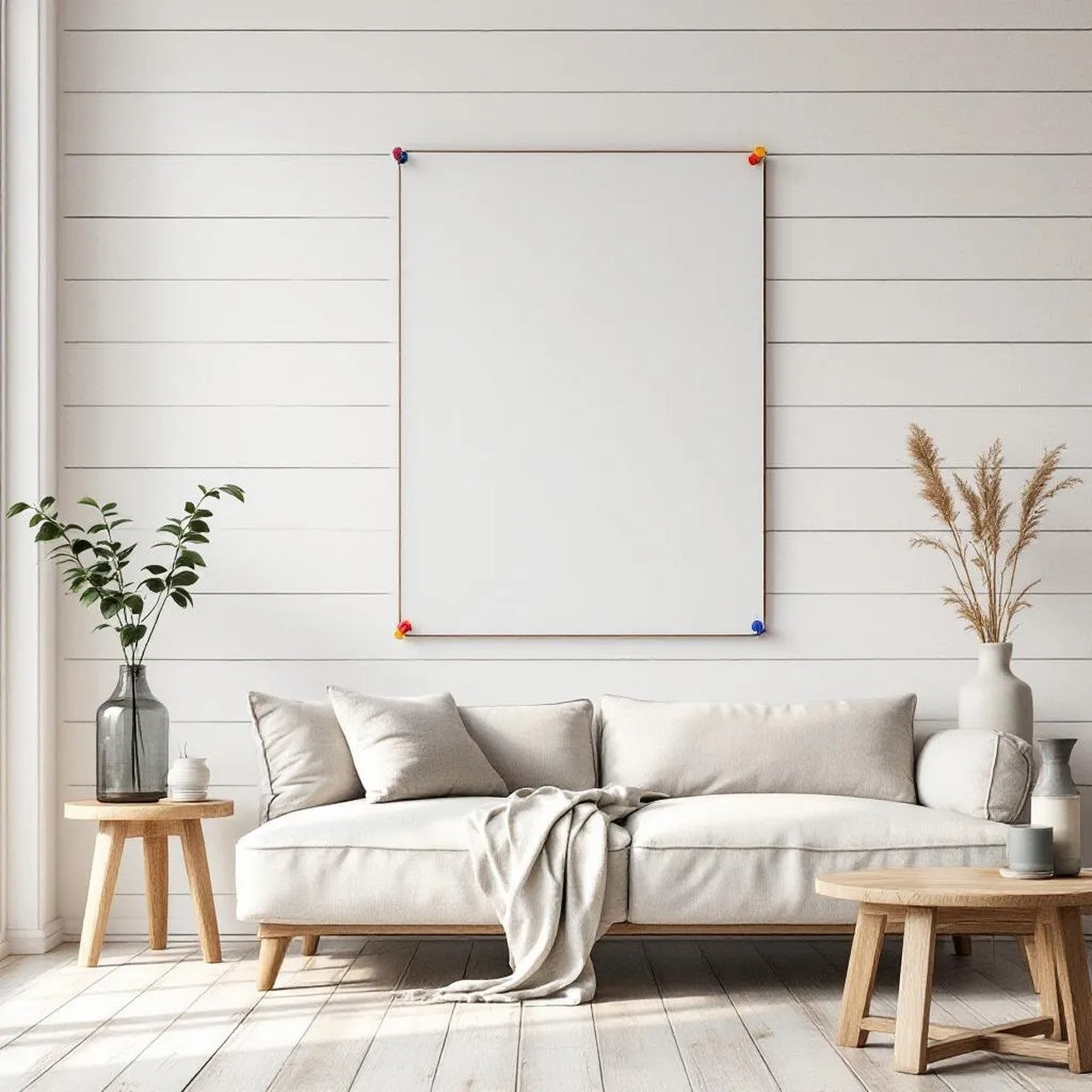 Farmhouse Room Scene Mockup — Plain Square Frame Landscape 3:4 — Perspective View — #03331 | MockupBulk