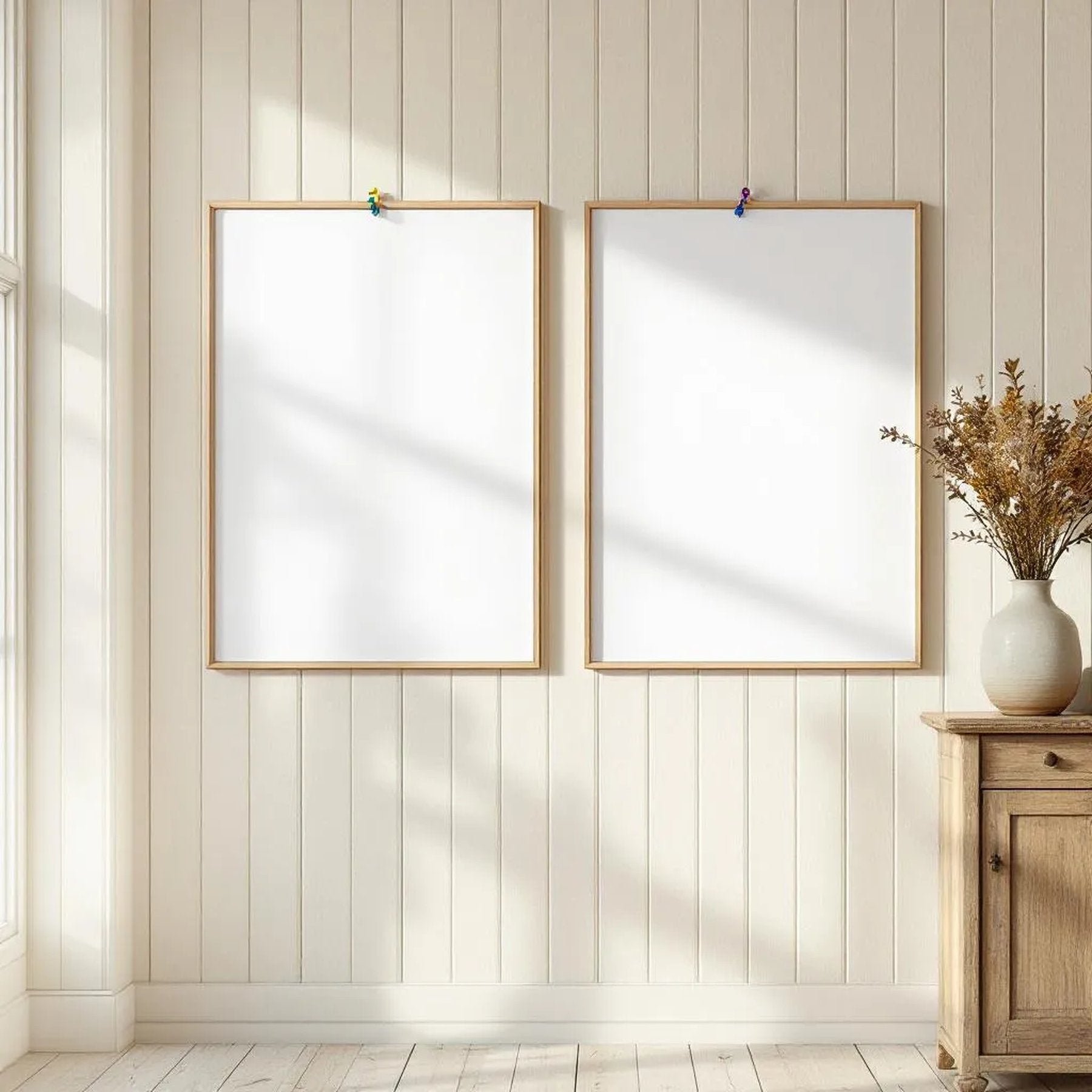 Farmhouse Interior Frame Mockup — Plain Square Frame Portrait 2:3 — Perspective View — #03332 | MockupBulk