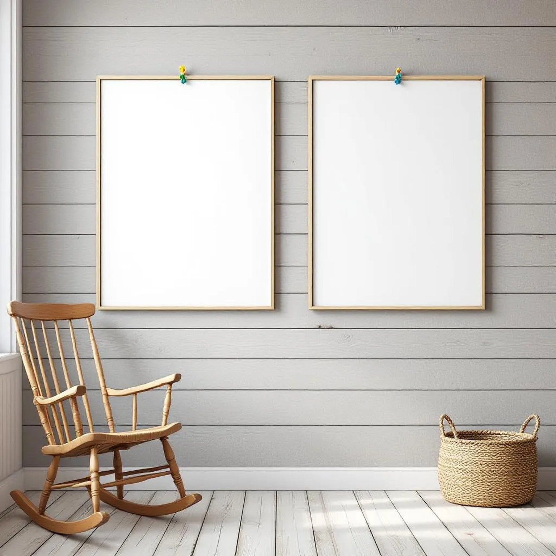 Farmhouse Frame Display Mockup — Plain Square Frame Portrait 2:3 — Perspective View — #03333 | MockupBulk