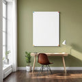 Home Office Room Scene Mockup — Plain Square Frame Landscape 3:4 — Perspective View — #03271 | MockupBulk