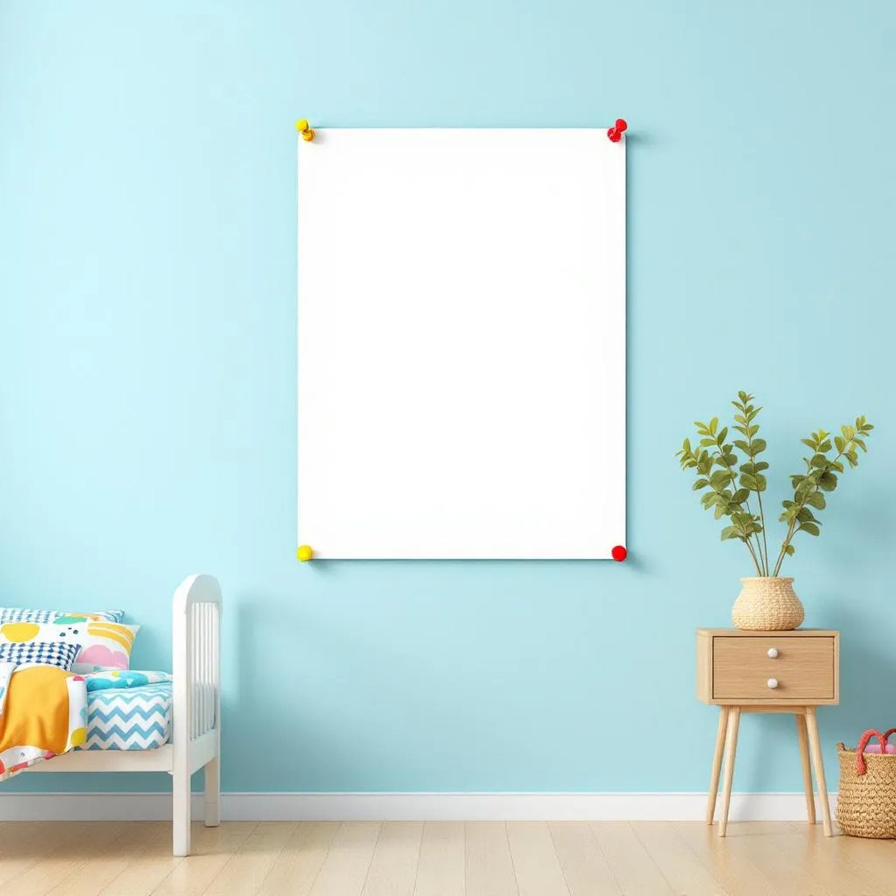 Kids Room Frame Display Mockup — Plain Square Frame Landscape 11x14 — Perspective View — #03229 | MockupBulk