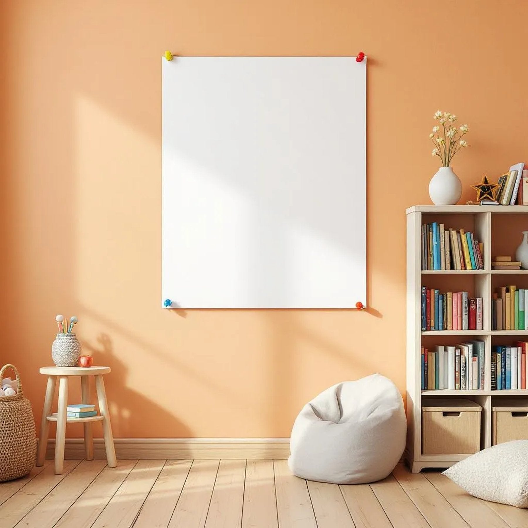 Kids Room Editorial Room Mockup — Plain Square Frame Portrait 2:3 — Perspective View — #03230 | MockupBulk