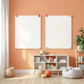 Kids Room Room Scene Mockup — Plain Square Frame Portrait 2:3 — Perspective View — #03233 | MockupBulk