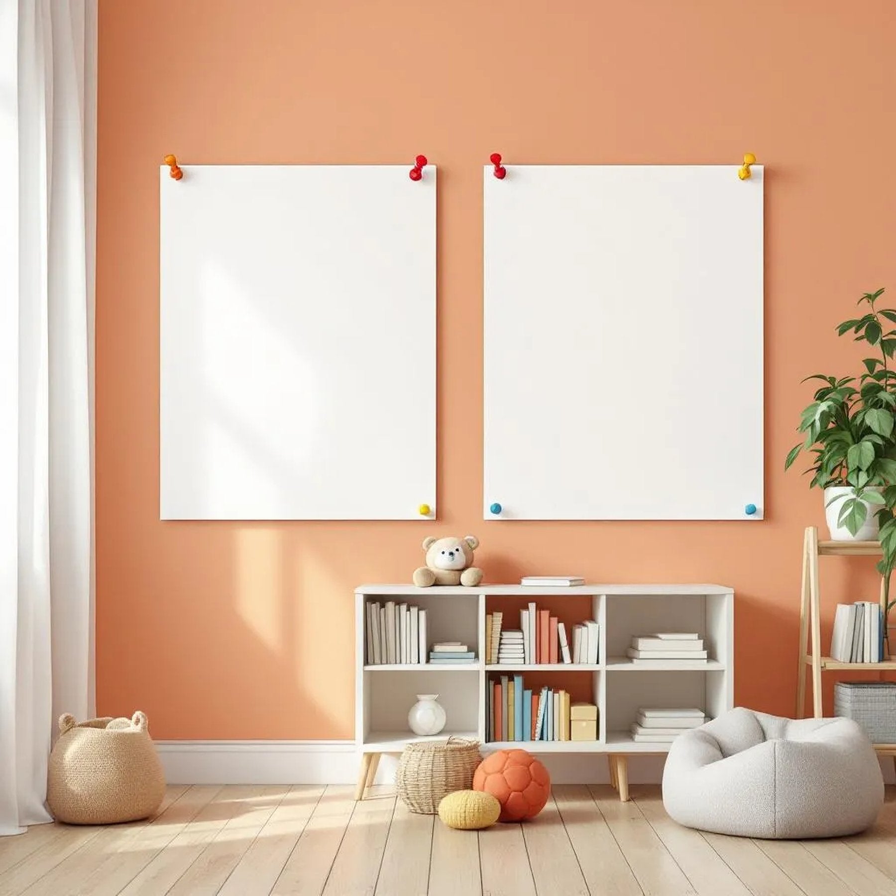 Kids Room Room Scene Mockup — Plain Square Frame Portrait 2:3 — Perspective View — #03233 | MockupBulk