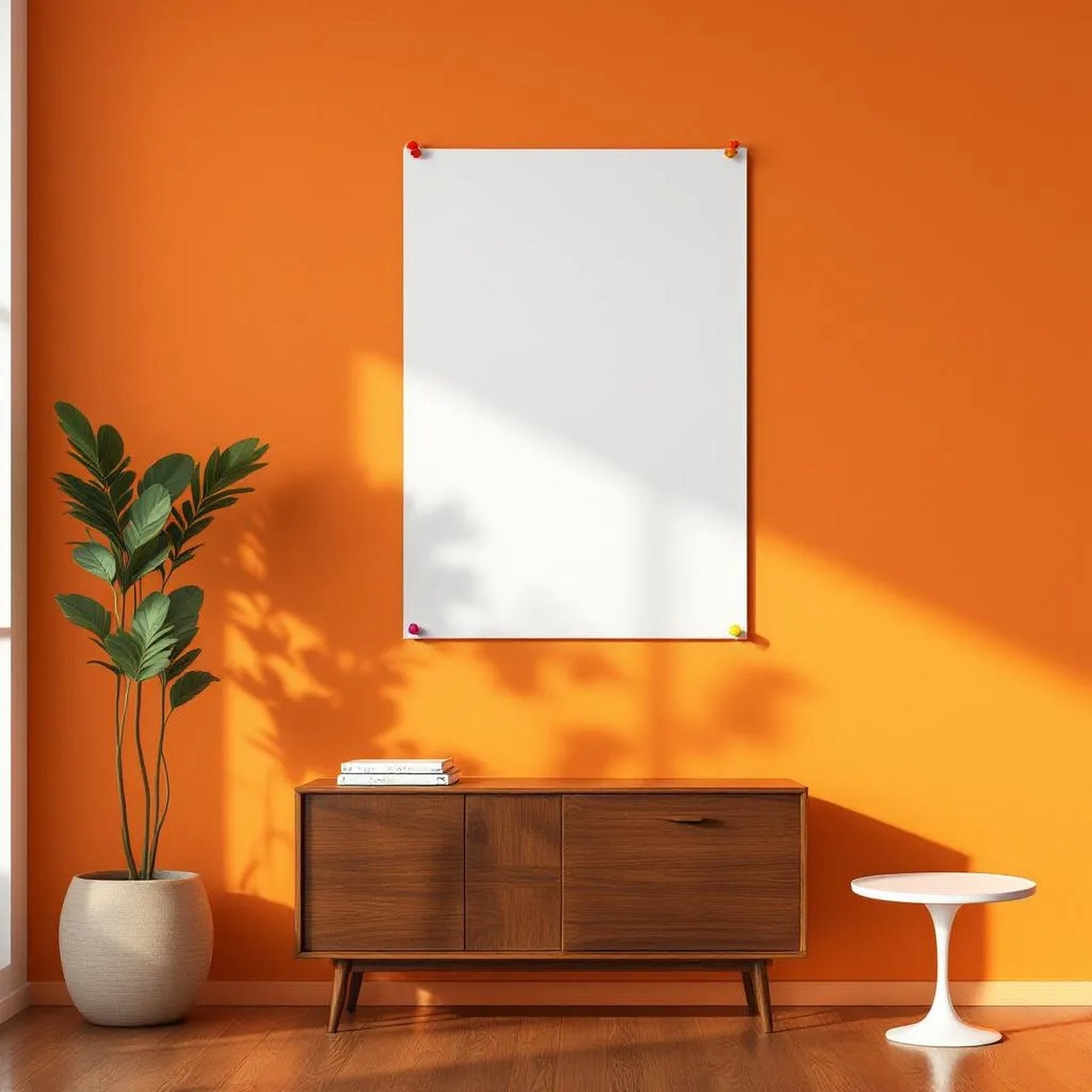 Mid-Century Modern Room Scene Mockup — Plain Square Frame A-Series (A4 / A3) — Perspective View — #03390 | MockupBulk