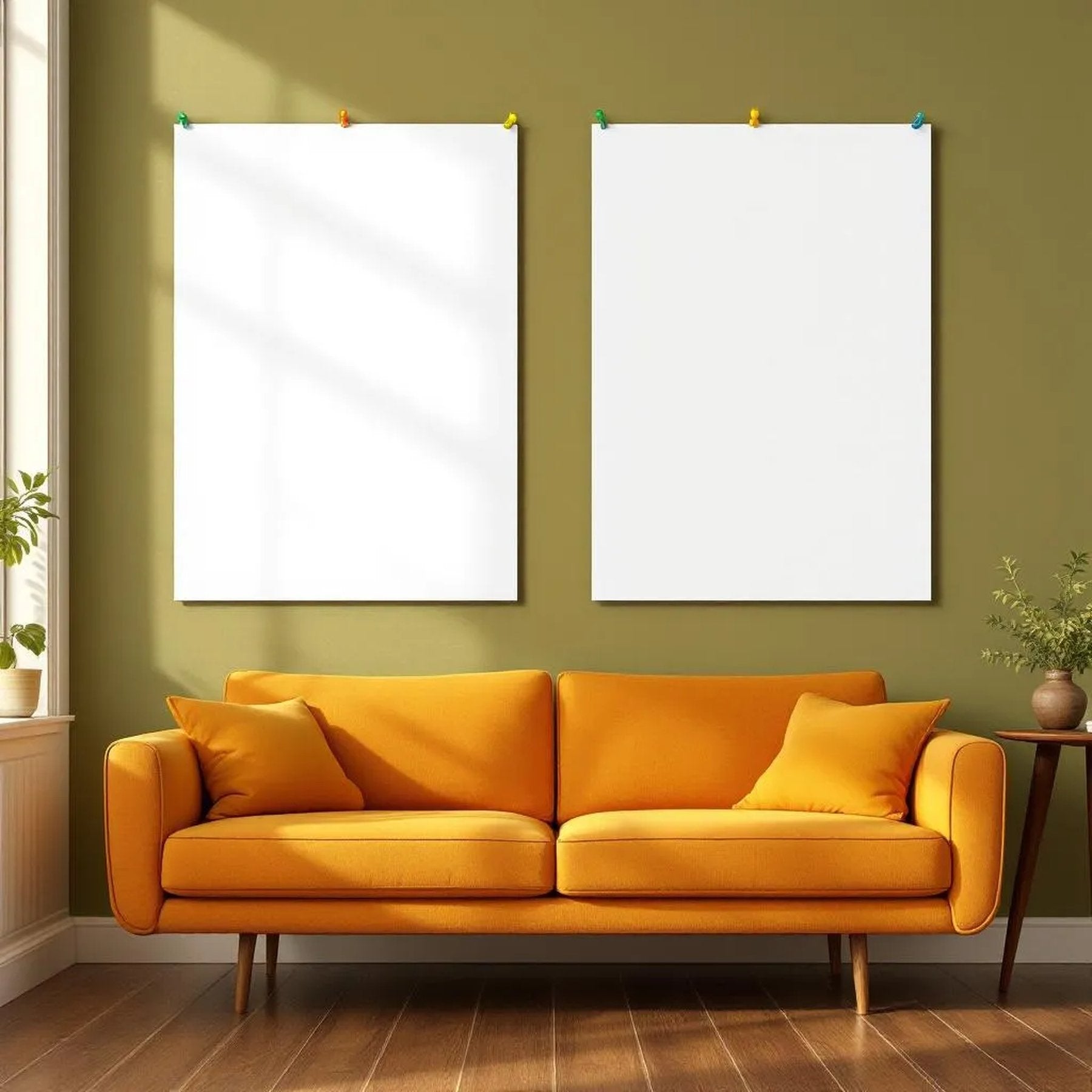 Mid-Century Modern Professional Frame Mockup — Plain Square Frame Portrait 5:7 — Perspective View — #03392 | MockupBulk