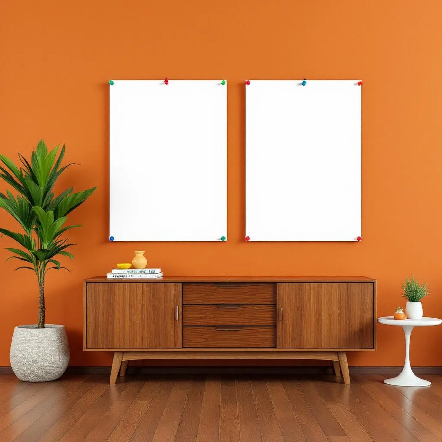Mid-Century Modern Editorial Room Mockup — Plain Square Frame Portrait 2:3 — Perspective View — #03393 | MockupBulk