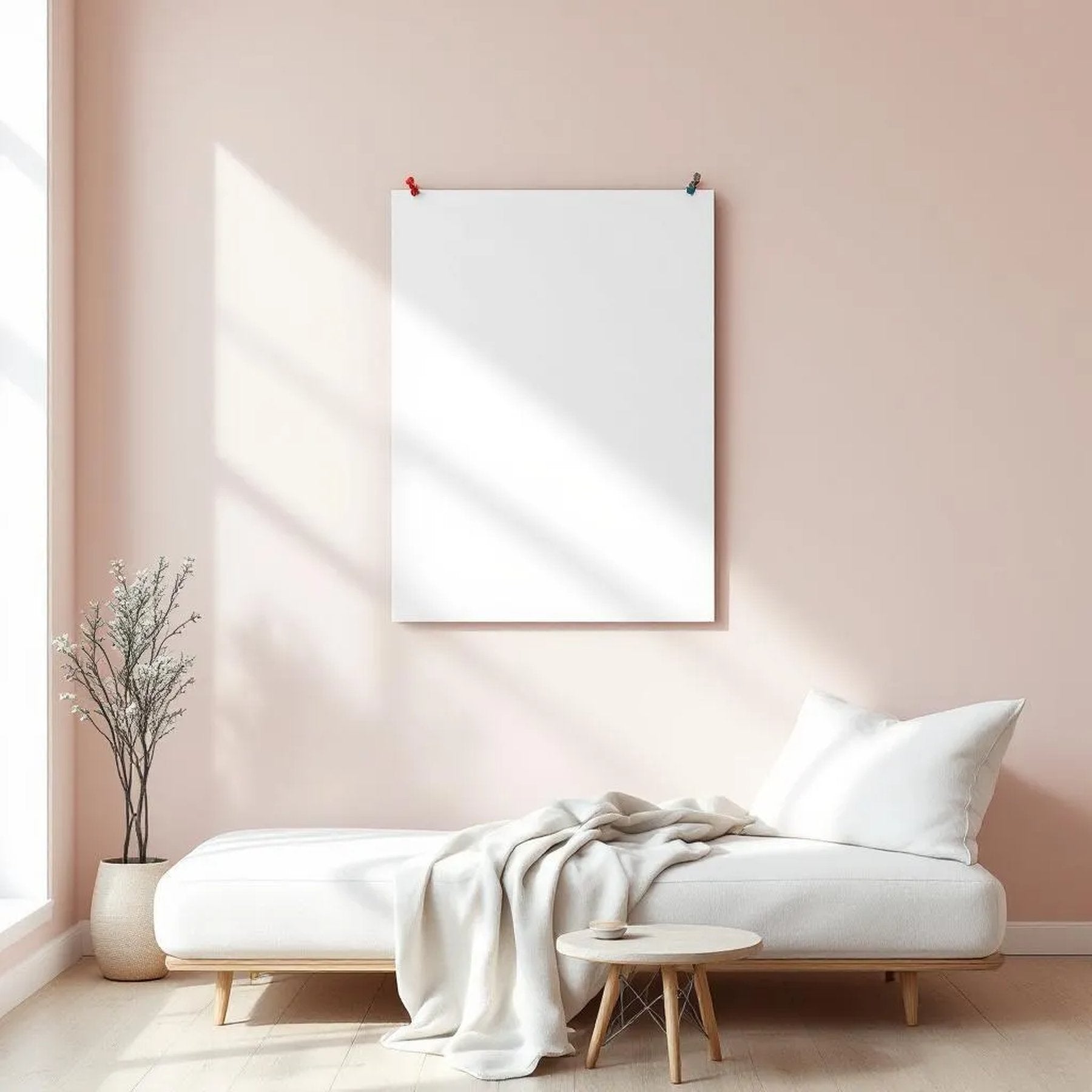 Minimalist White Wall Art Mockup — Plain Square Frame Portrait 4:5 — Perspective View — #03351 | MockupBulk