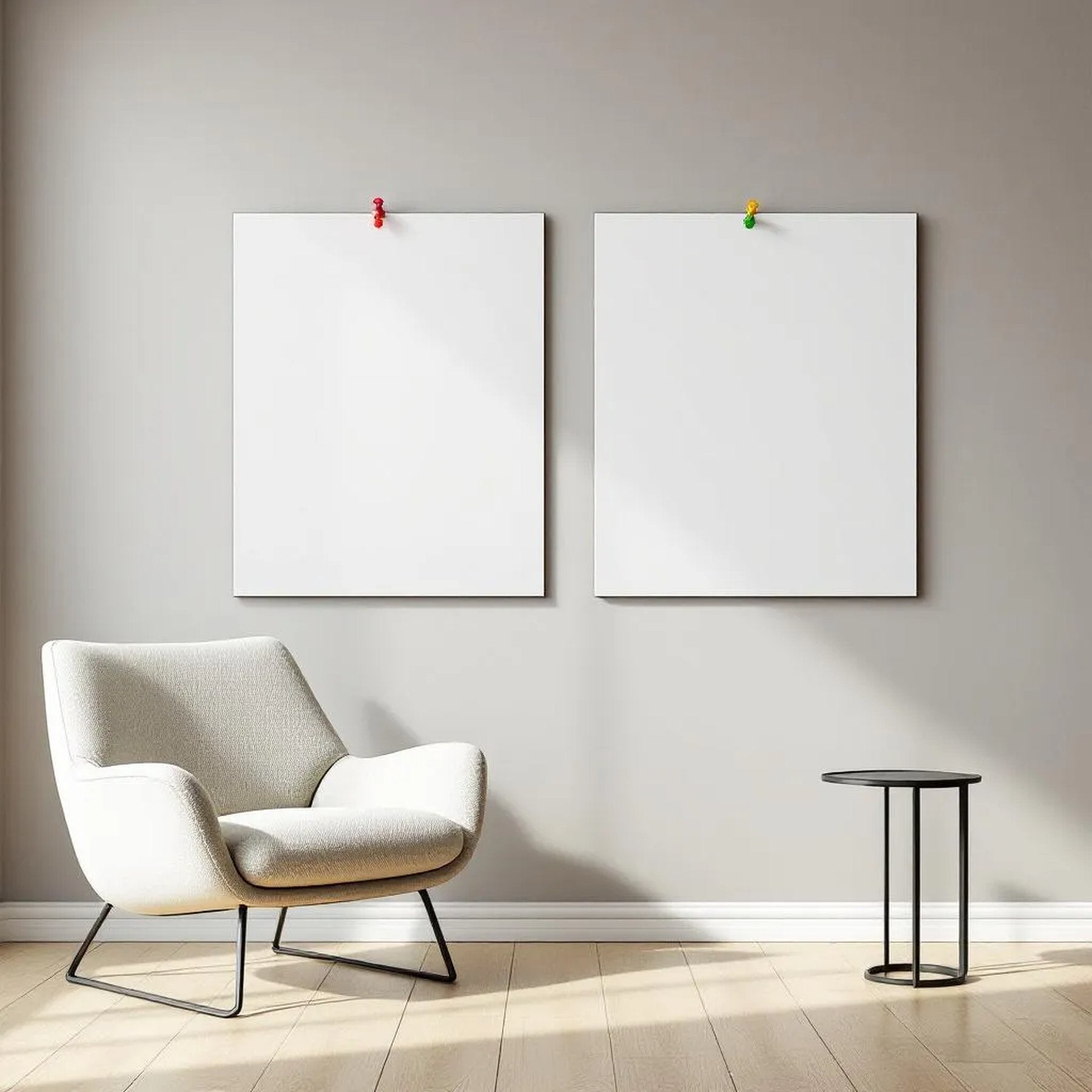 Minimalist White Interior Frame Mockup — Plain Square Frame Portrait 2:3 — Perspective View — #03353 | MockupBulk