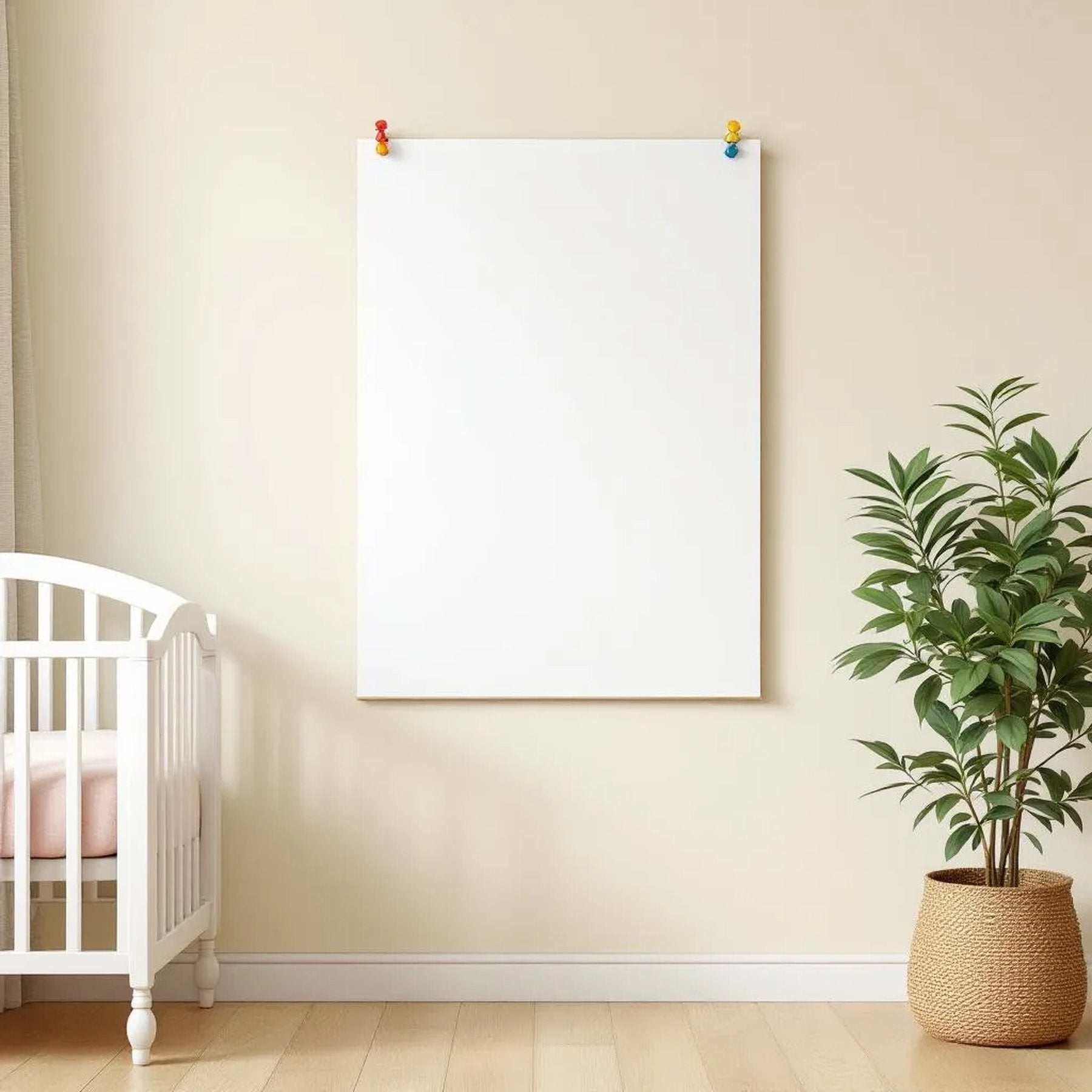 Nursery High-Res Frame Mockup — Plain Square Frame Portrait 4:5 — Perspective View — #03209 | MockupBulk