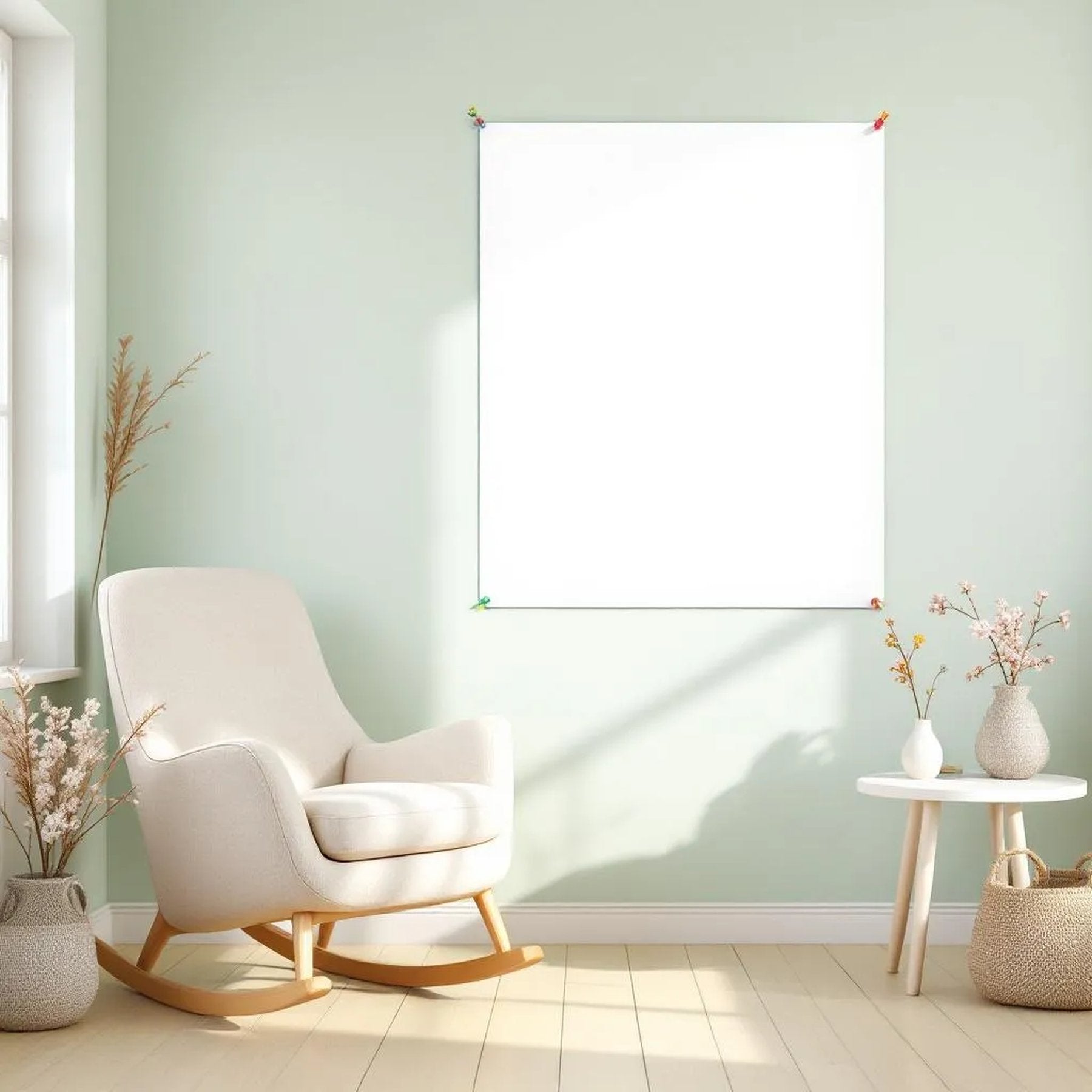 Nursery Professional Frame Mockup — Plain Square Frame Portrait 2:3 — Perspective View — #03210 | MockupBulk