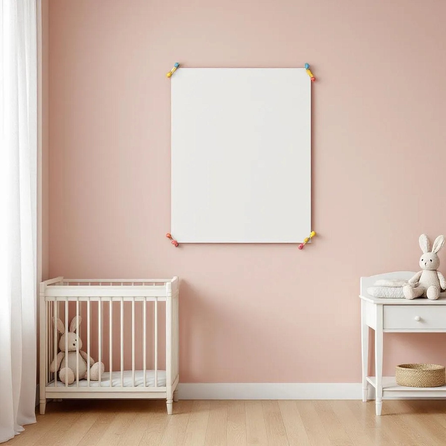 Nursery Lifestyle Frame Mockup — Plain Square Frame Portrait 4:5 — Perspective View — #03211 | MockupBulk