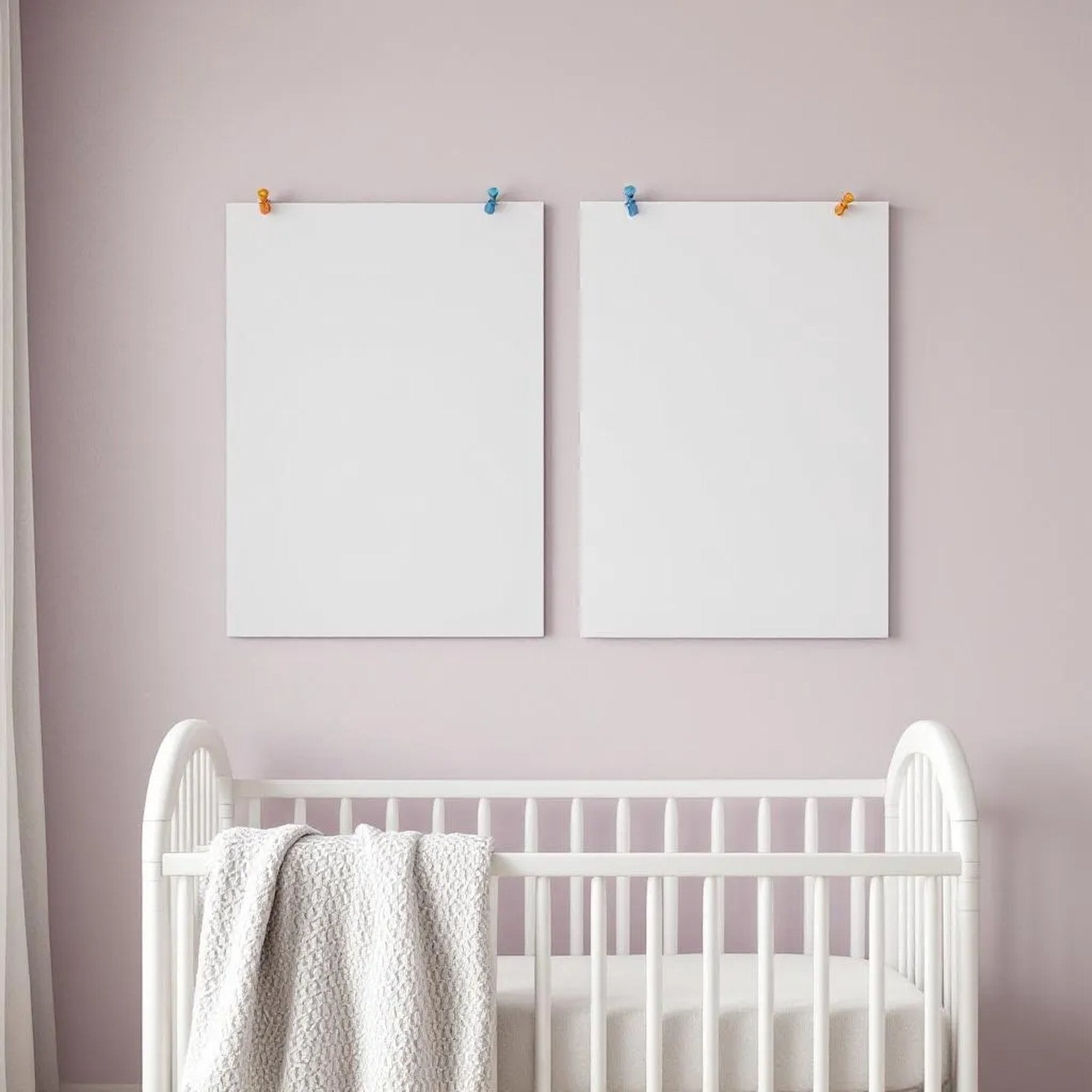 Nursery Editorial Room Mockup — Plain Square Frame Portrait 2:3 — Perspective View — #03213 | MockupBulk