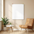 Scandinavian Styled Room Mockup — Plain Square Frame Portrait 2:3 — Perspective View — #03249 | MockupBulk