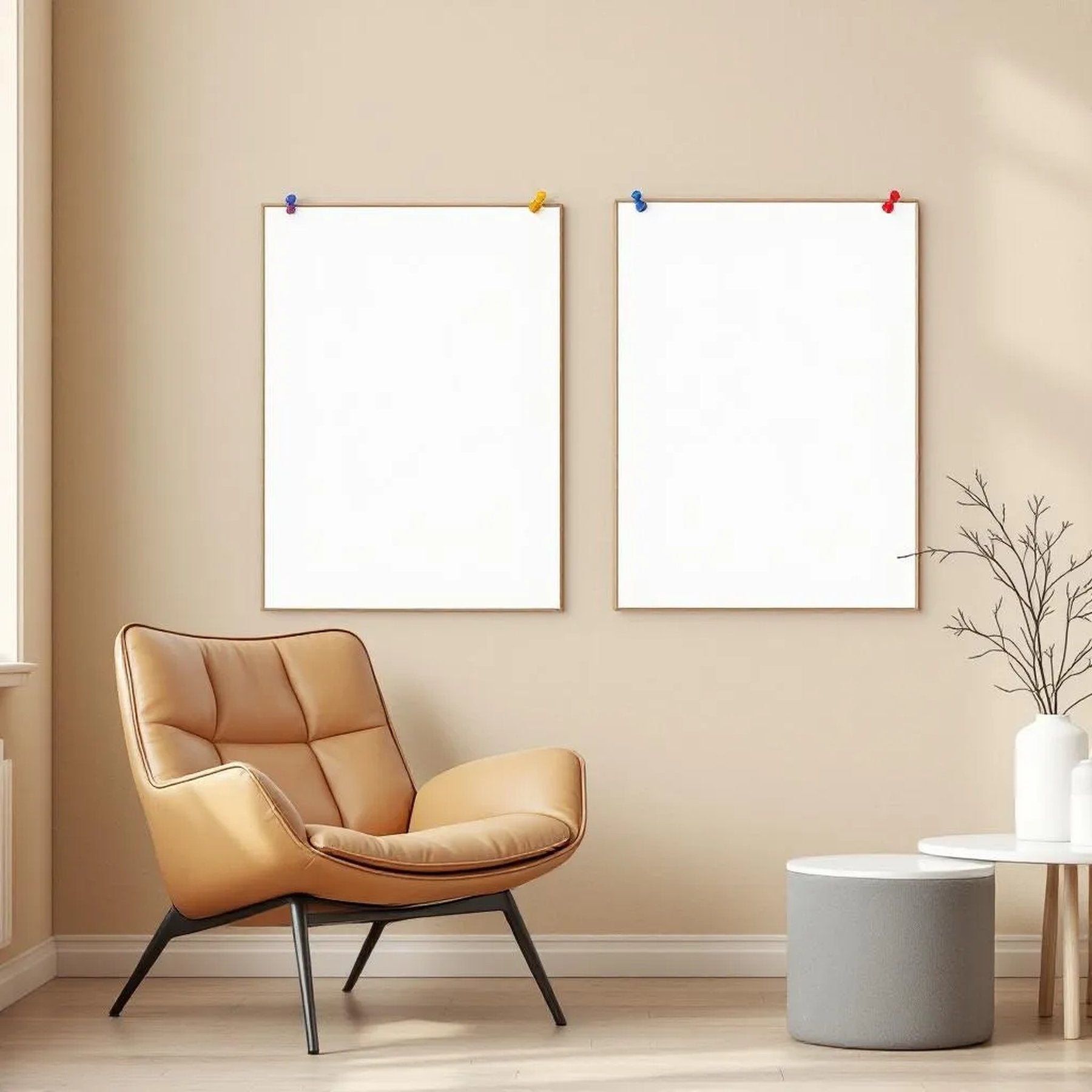 Scandinavian Styled Room Mockup — Plain Square Frame Portrait 2:3 — Perspective View — #03252 | MockupBulk