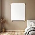 White Bedroom Professional Frame Mockup — Plain Square Frame Portrait 4:5 — Perspective View — #03280 | MockupBulk