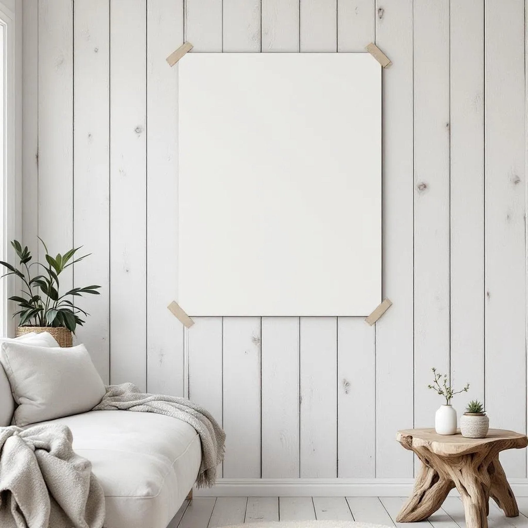 Coastal Frame Display Mockup — Plain Square Frame Portrait 2:3 — Perspective View — #03361 | MockupBulk