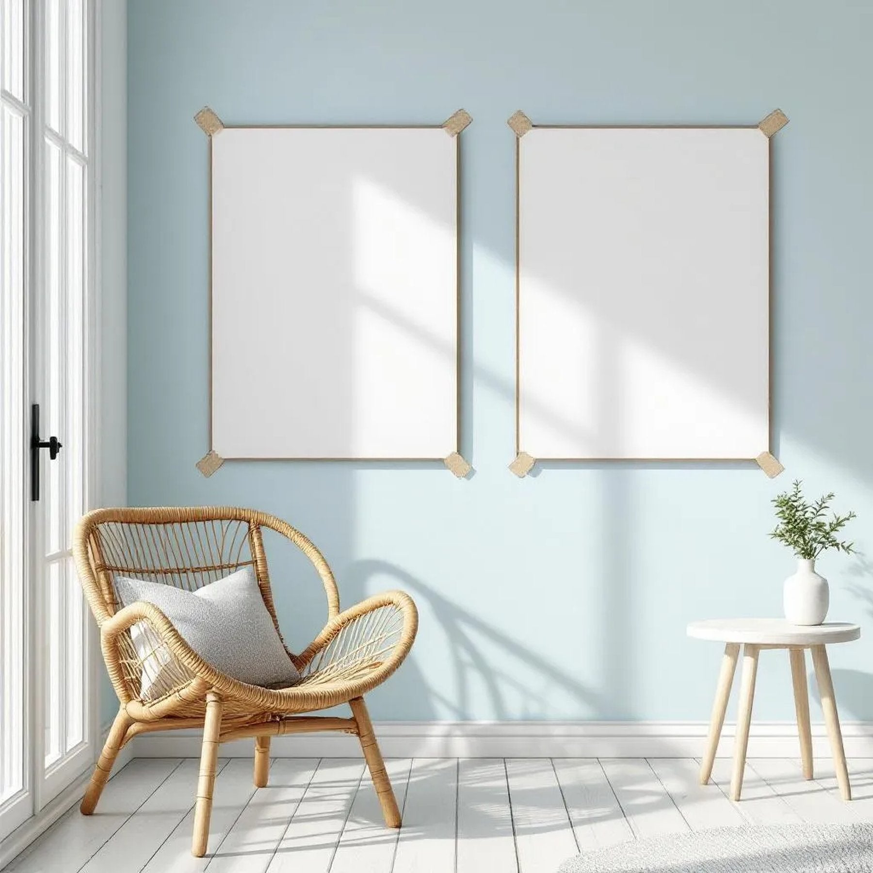 Coastal Premium Interior Mockup — Plain Square Frame Portrait 4:5 — Perspective View — #03362 | MockupBulk