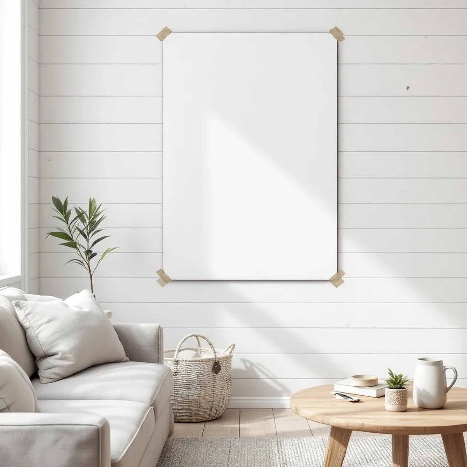 Farmhouse Room Scene Mockup — Plain Square Frame Square 1:1 — Perspective View — #03319 | MockupBulk