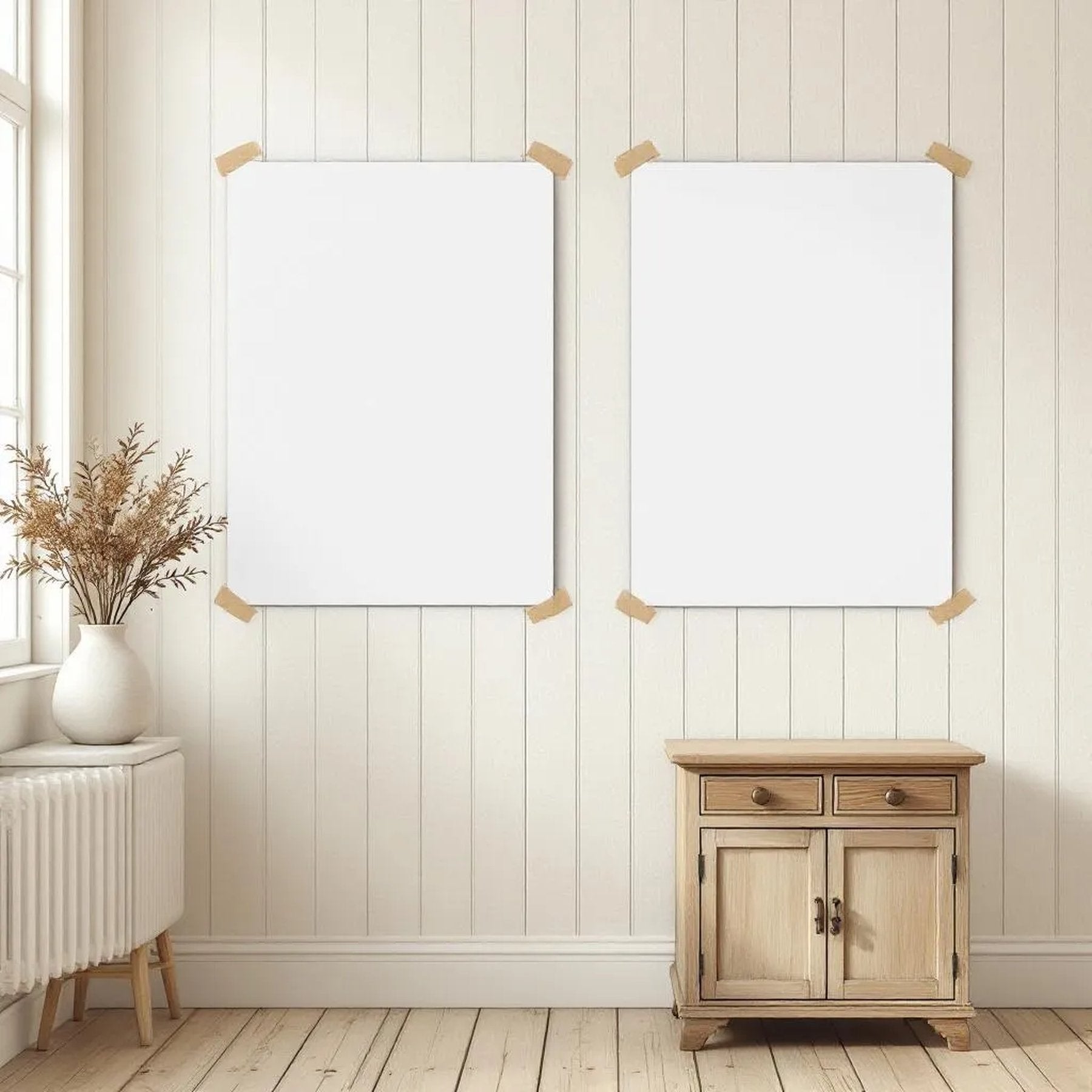 Farmhouse Frame Display Mockup — Plain Square Frame Portrait 2:3 — Perspective View — #03323 | MockupBulk