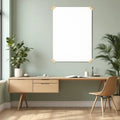 Home Office Editorial Room Mockup — Plain Square Frame Portrait 2:3 — Perspective View — #03260 | MockupBulk