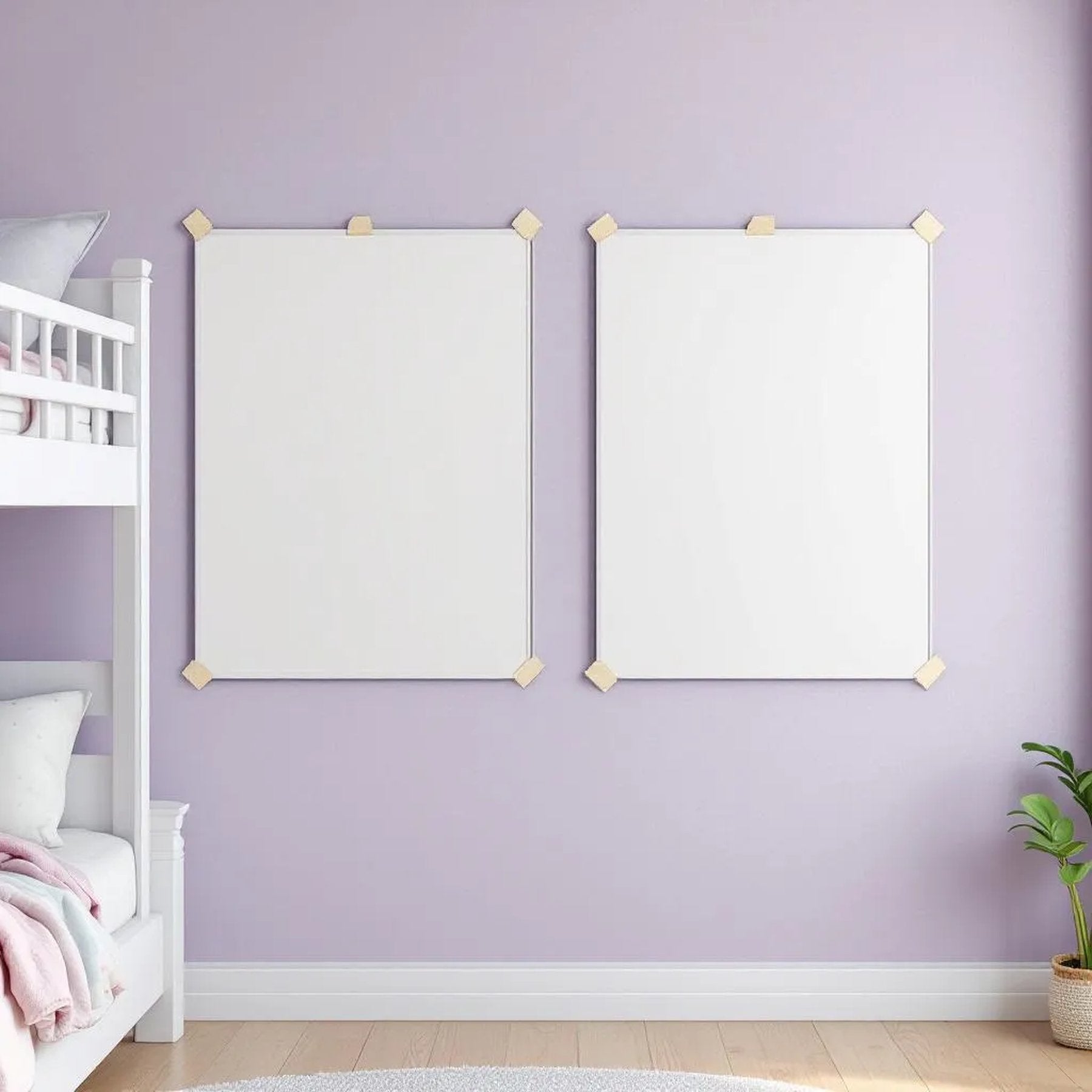 Kids Room Room Scene Mockup — Plain Square Frame Portrait 2:3 — Perspective View — #03222 | MockupBulk