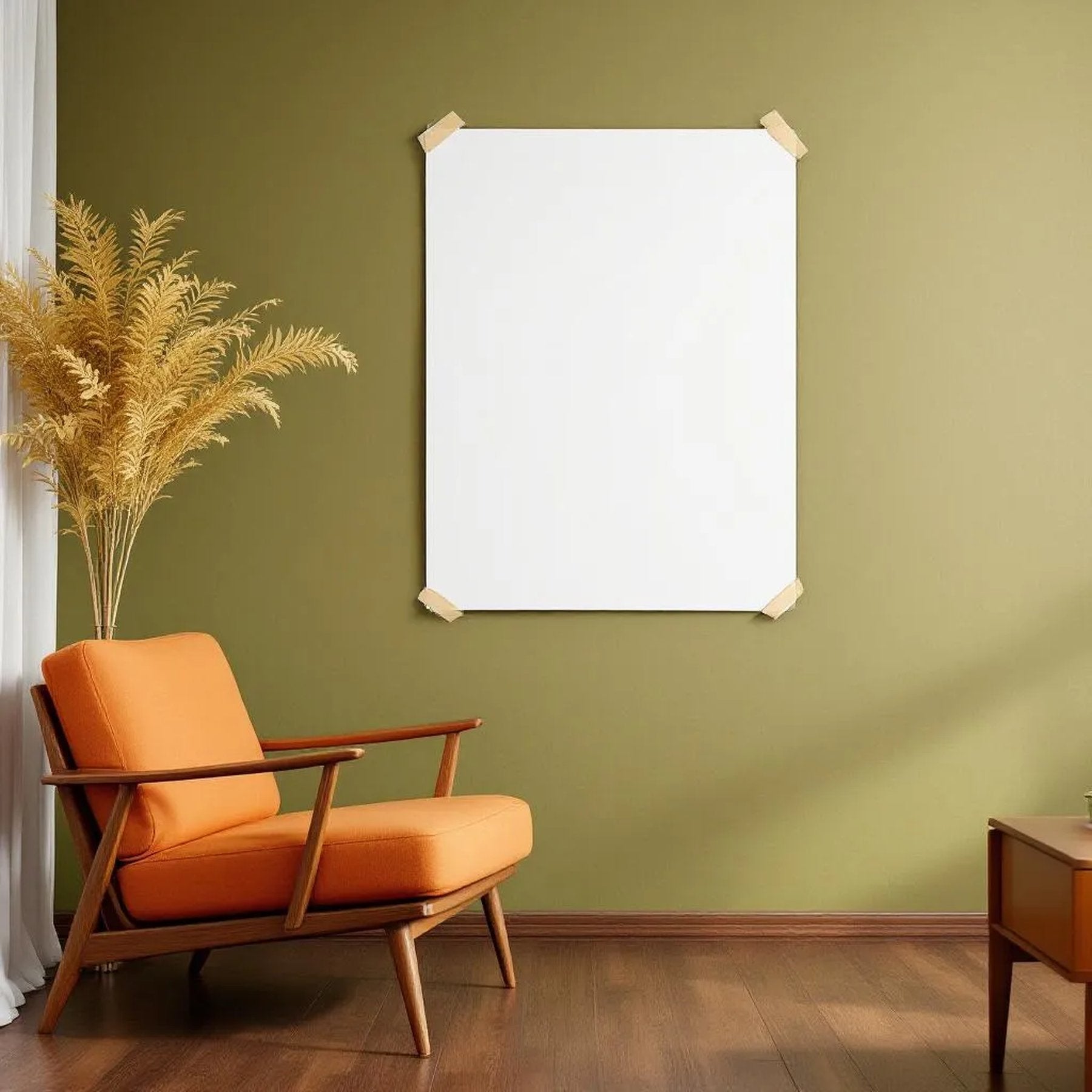 Mid-Century Modern High-Res Frame Mockup — Plain Square Frame Landscape 11x14 — Perspective View — #03380 | MockupBulk