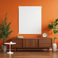 Mid-Century Modern Editorial Room Mockup — Plain Square Frame Portrait 4:5 — Perspective View — #03381 | MockupBulk