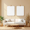 Minimalist White Premium Interior Mockup — Plain Square Frame Portrait 2:3 — Perspective View — #03343 | MockupBulk