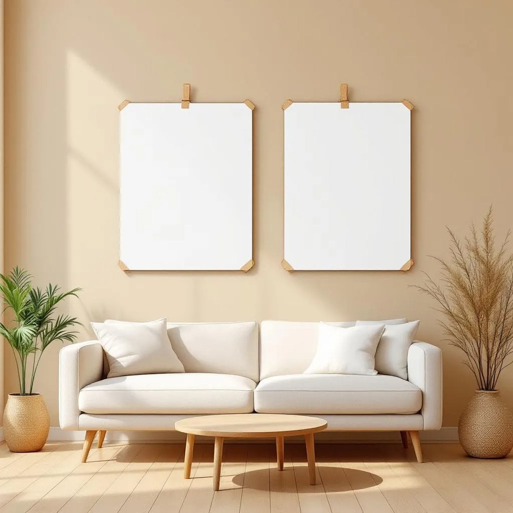 Minimalist White Premium Interior Mockup — Plain Square Frame Portrait 2:3 — Perspective View — #03343 | MockupBulk