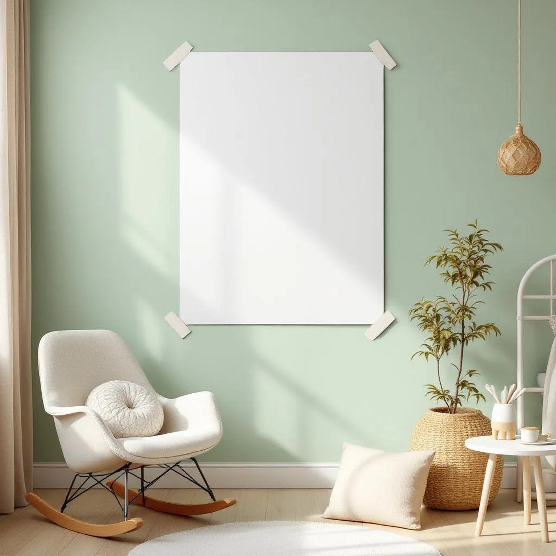 Nursery Professional Frame Mockup — Plain Square Frame Portrait 2:3 — Perspective View — #03200 | MockupBulk